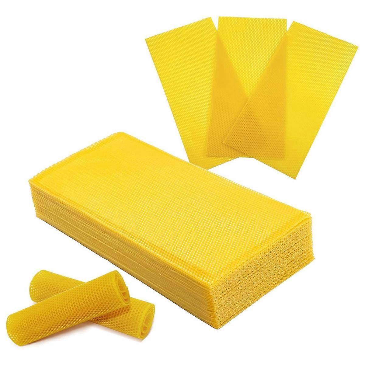 30pcs Beeswax Sheets for Beekeeping, Yellow Waxed Coated Foundation Sheets, Natural Honeycomb Wax for Candle Making DIY