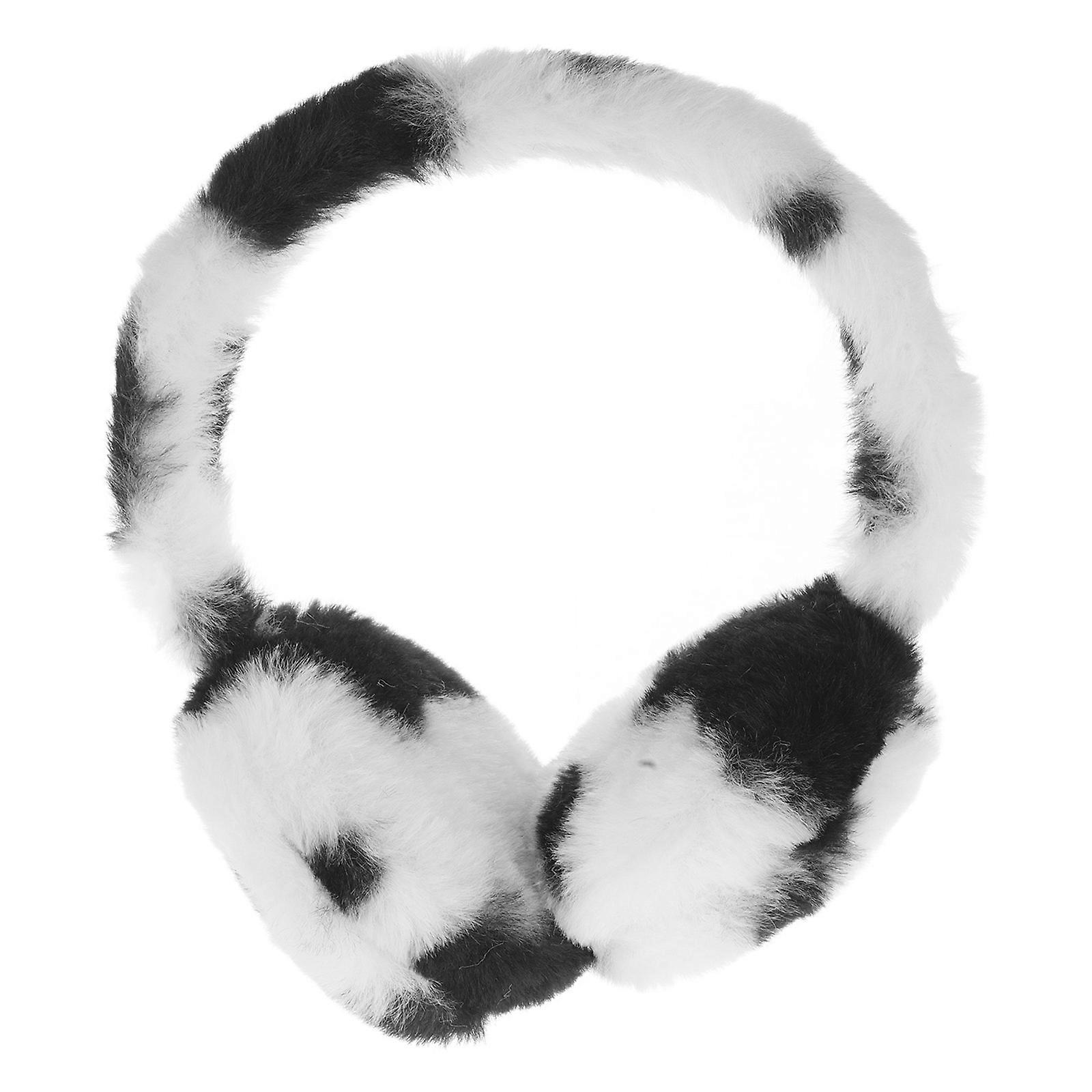 Foldable Plush Black Ear Muff for Women Providing Warmth Protection