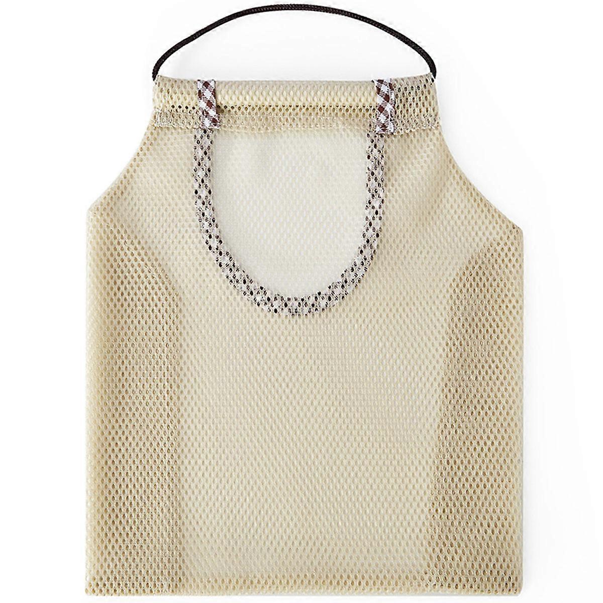 Mesh Bag Hanging Drawstring Bags for Household Storage 2Pcs Beige Set