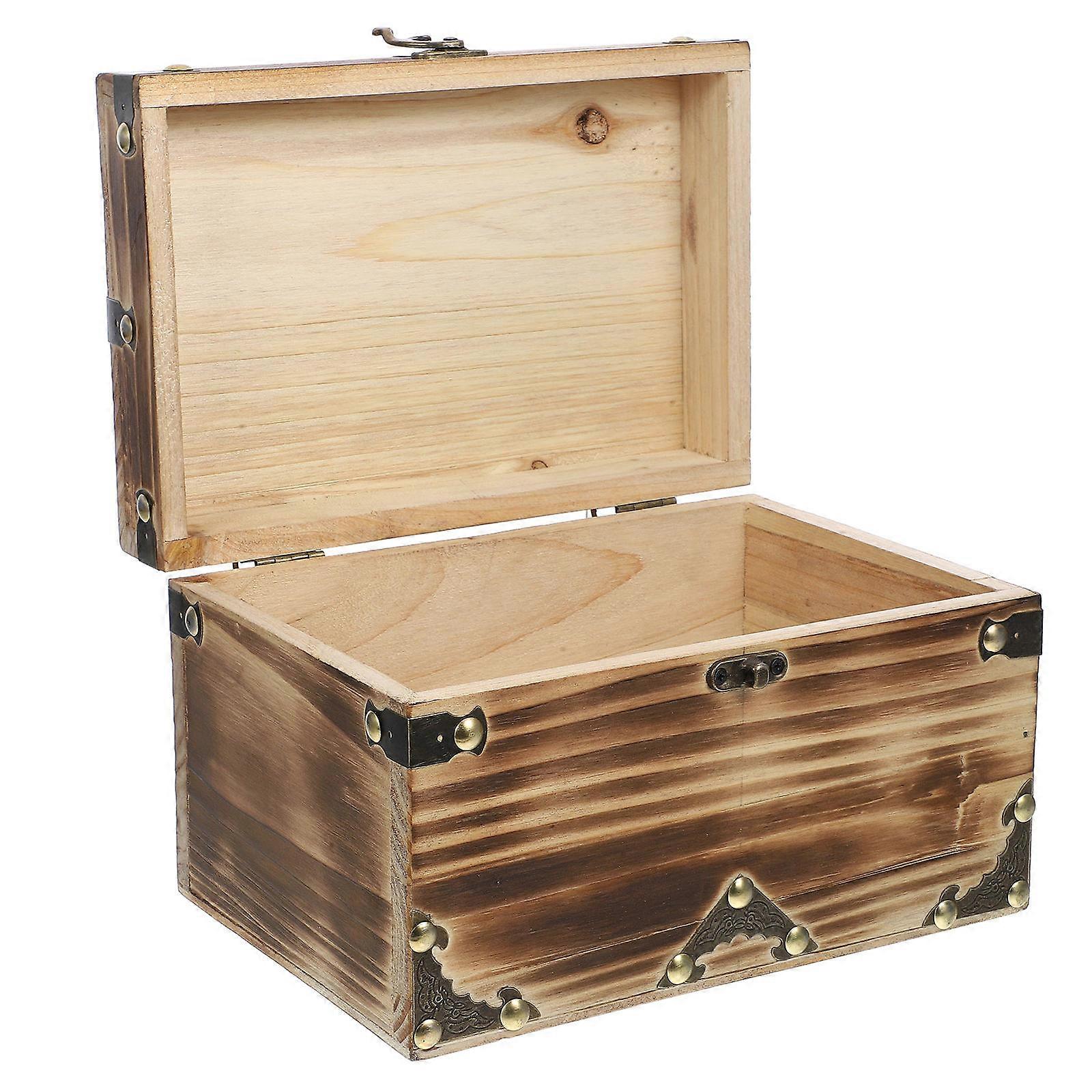 Vintage Style Coffee Storage Box for Jewelry and Small Items with Craftsmanship and Texture 12.5x9x6 inches