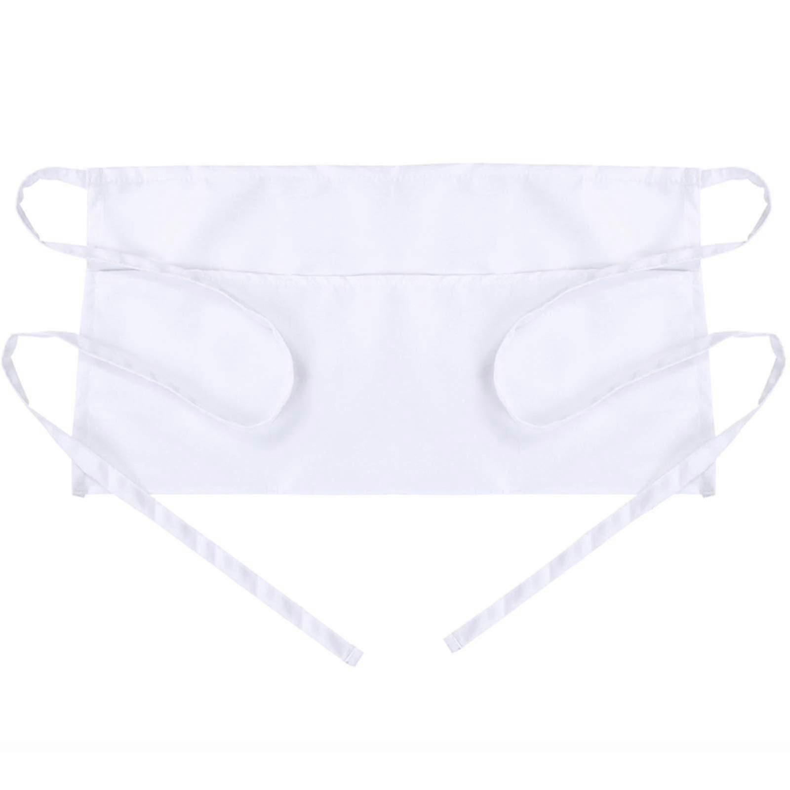 White Waist Apron with 3 Pockets - Practical and Stylish for Waitstaff Use