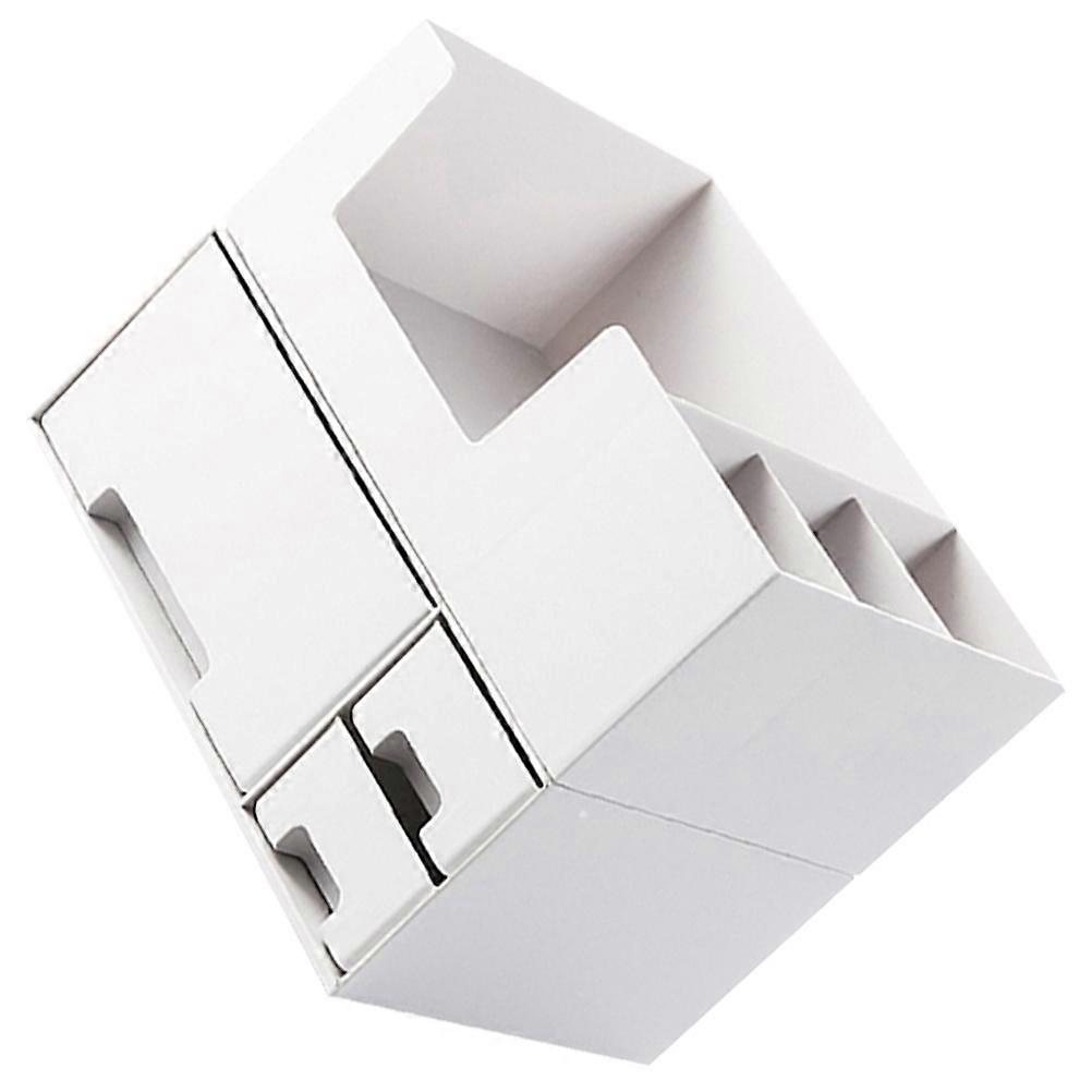 Elevated Computer Shelf with Storage Box for Office Use White Plastic Desktop Organizer 7.9 Inches