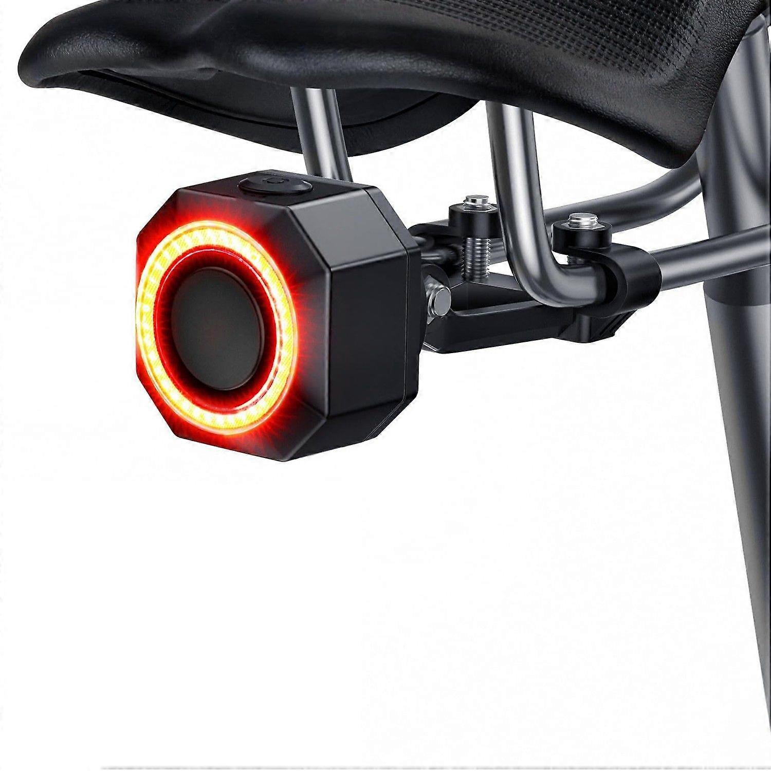 Remote Bike Tail Light with Alarm, Smart Bike Brake Light, Auto ON/Off, Long Battery Life Rechargeable Bike Back Light, 110dB Loud Antitheft Alarm, Wa