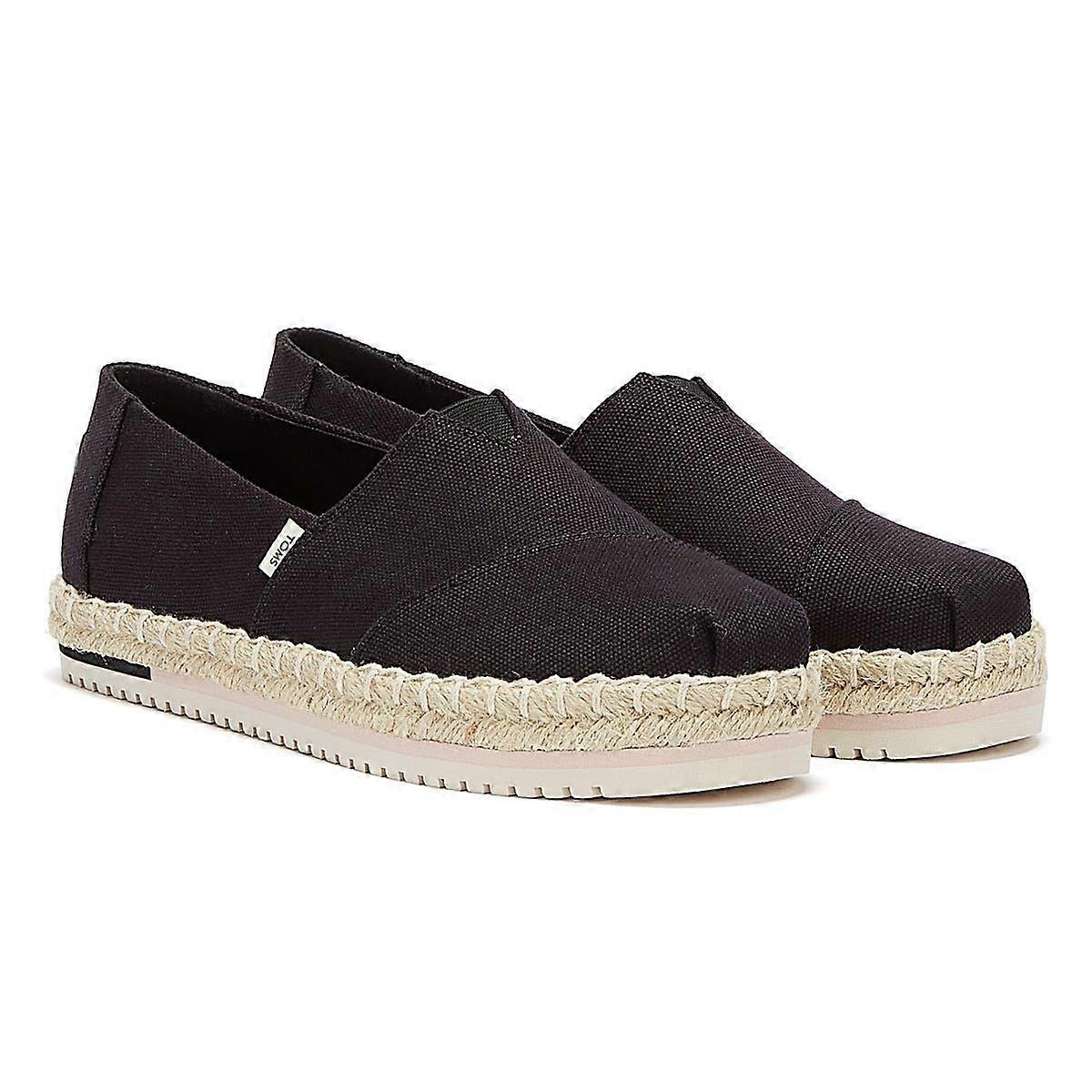 TOMS Alpargata Platform Rope Womens Espadrilles - (Black)