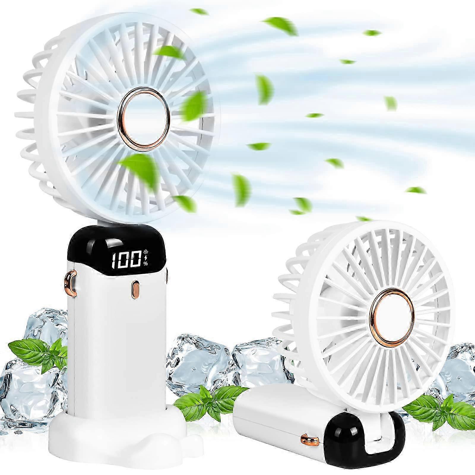 Hand Type Ventilator, USB Rechargeable, 4800MAH, 90 ° Foldable Mini Table Fan 2025