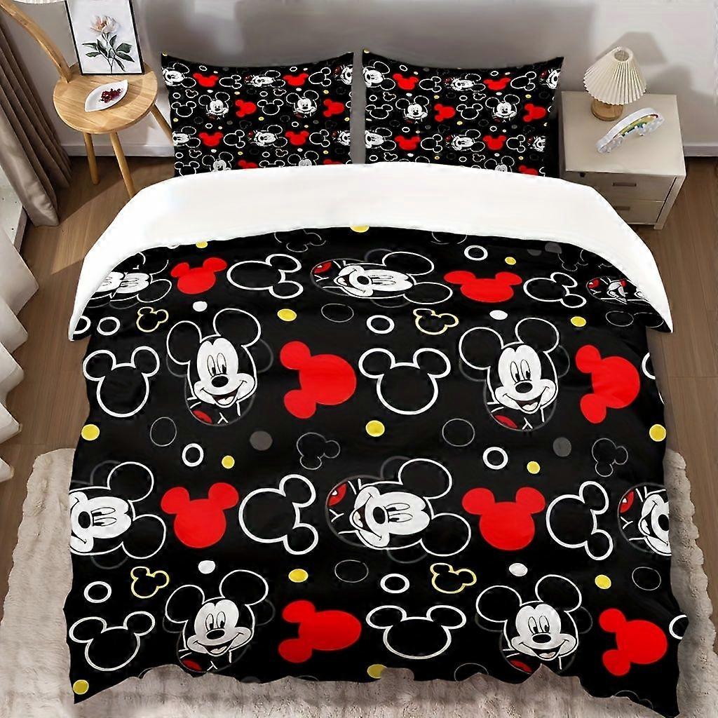 TE854 3pcs Mickey Mouse Clubhouse Bedding Set Cartoon Includes 1 Duvet Cover and 2 Pillowcases Super Soft Comfort for Bedroom Guest Room