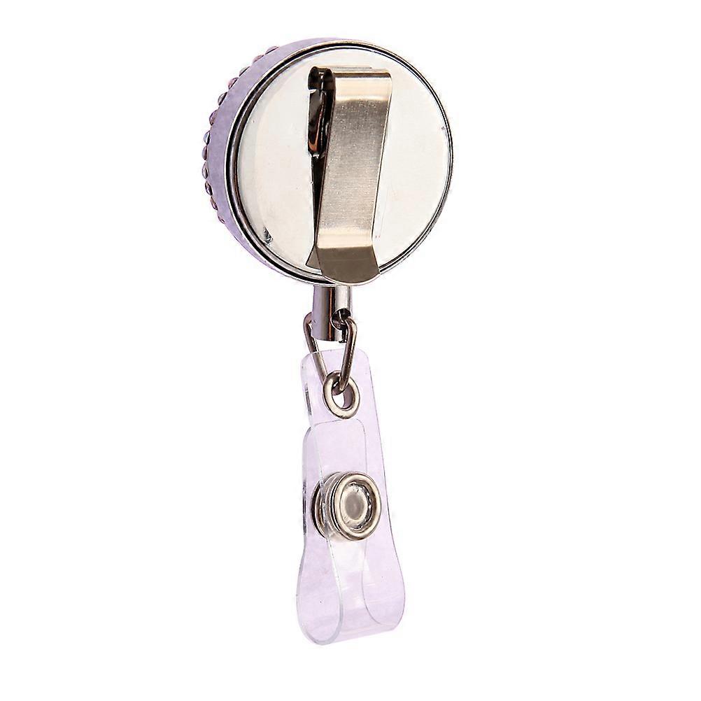 Retractable Badge Holder Alloy Rhinestone Keychain for Daily Use