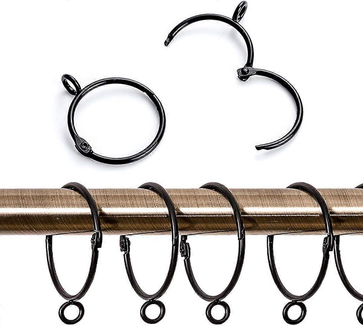 20 Pcs Metal Curtain Rings,Open and Closed Curtain Ring Hanging Hooks