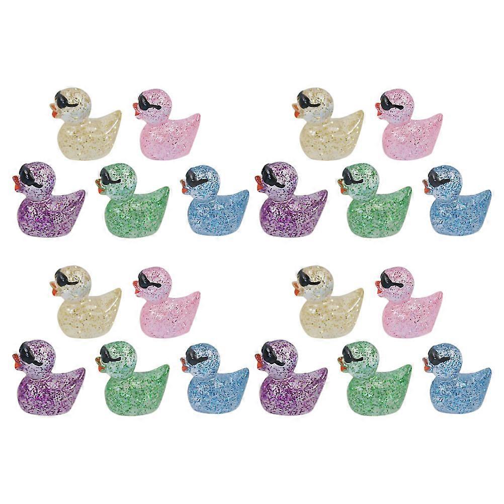 Mini Resin Duck Figurine for Decoration 50Pcs Glow in The Dark Statues