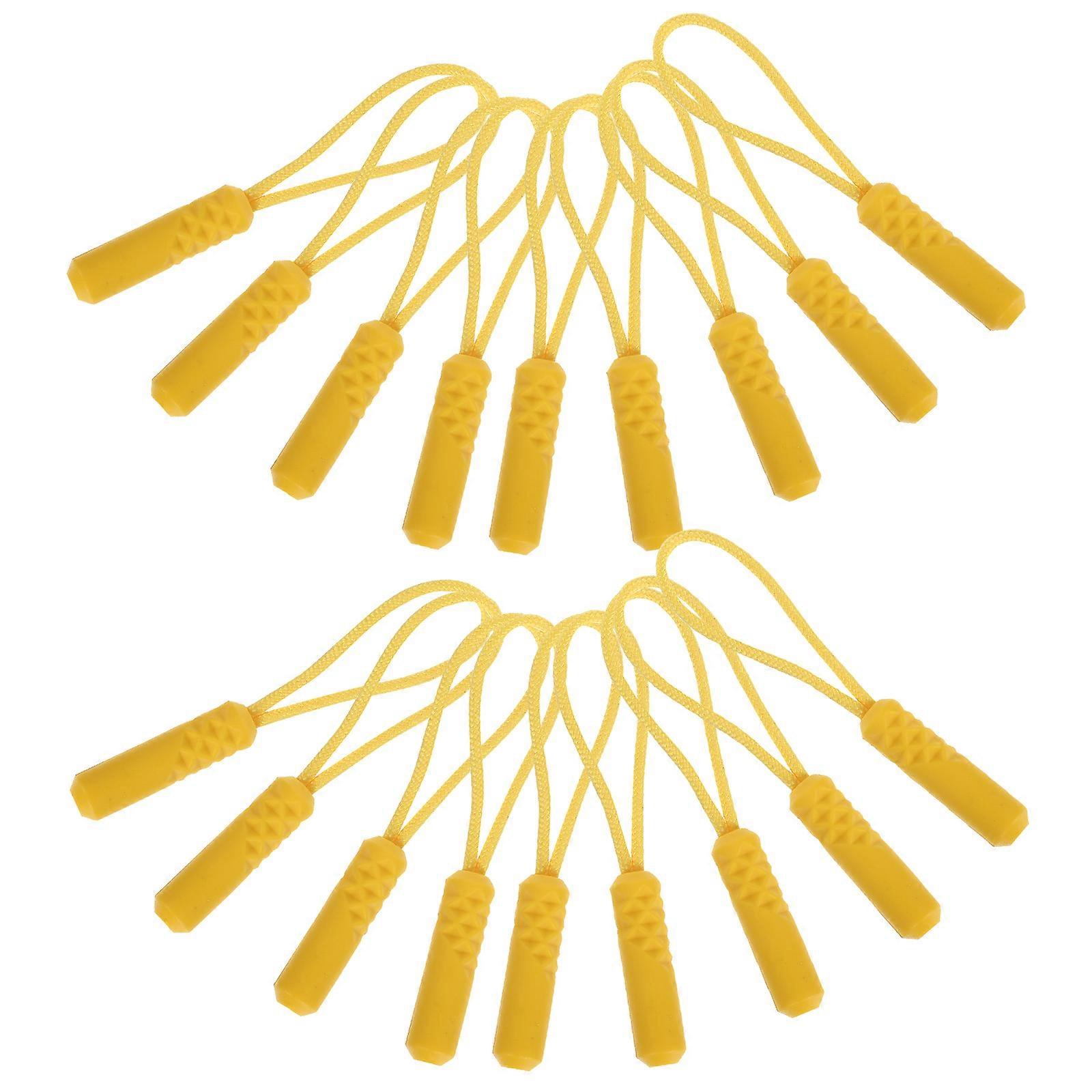 Pants Molded Sliders Cylinder Head Zipper Pulling Rope 20Pcs Yellow