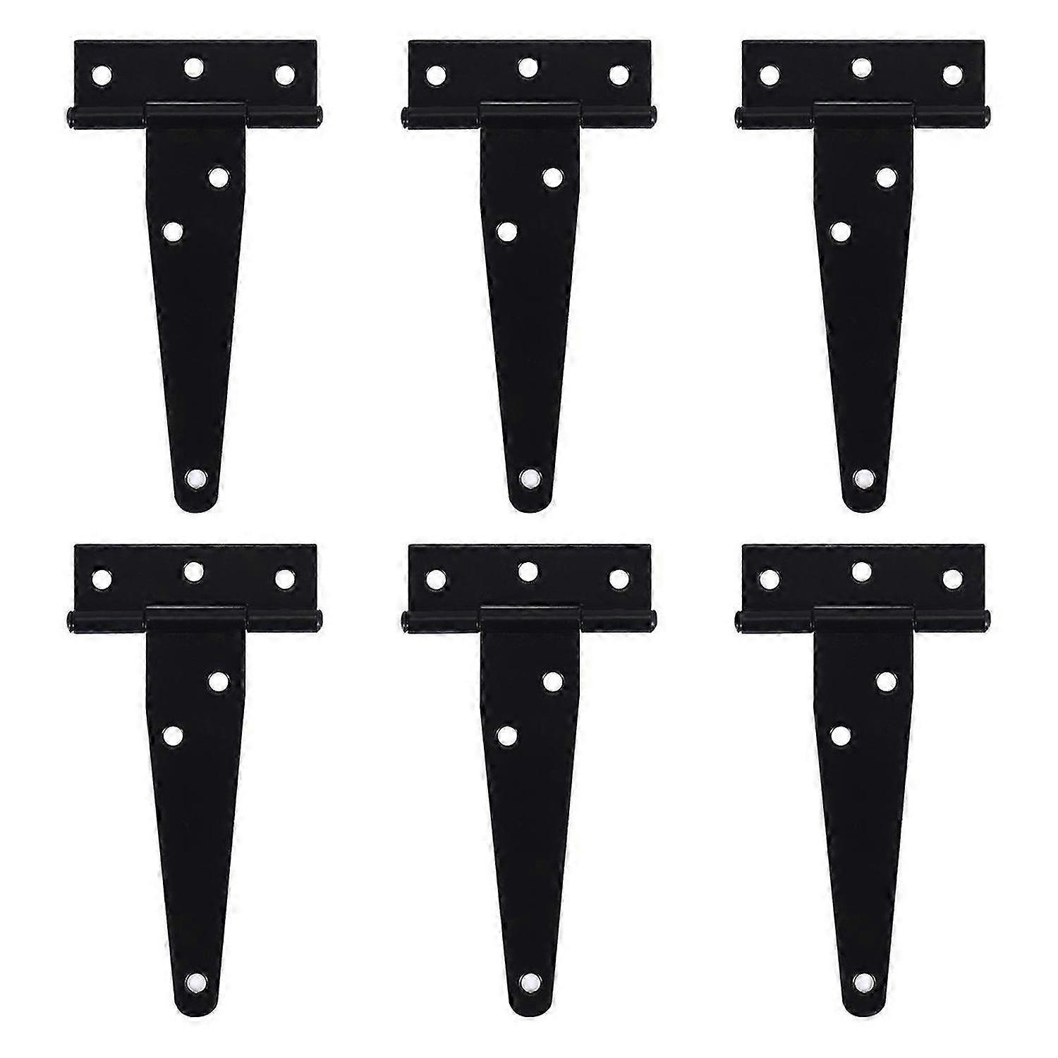 6 PCS 4 Inch -Strap Hinges Rustic Gate Strap Hinge Rustproof Gate Door Black Hinges for , Fence and