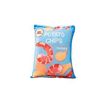 Hundkudde Potatischips Uppstoppade Plyschkuddar Mjukisleksak Små Medelstora Djur Tuggträning Lek Blå