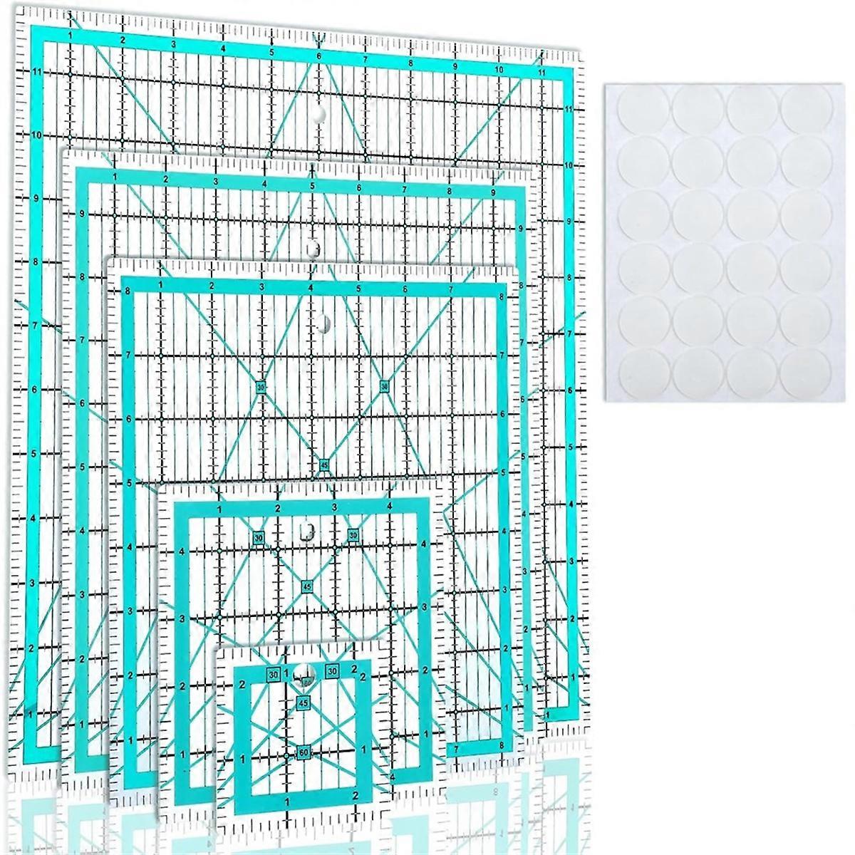 5PCS Square Quilting Rulers with Non-Slip Rings,Quilting Templates, Quilting Rulers for Sewing Craft