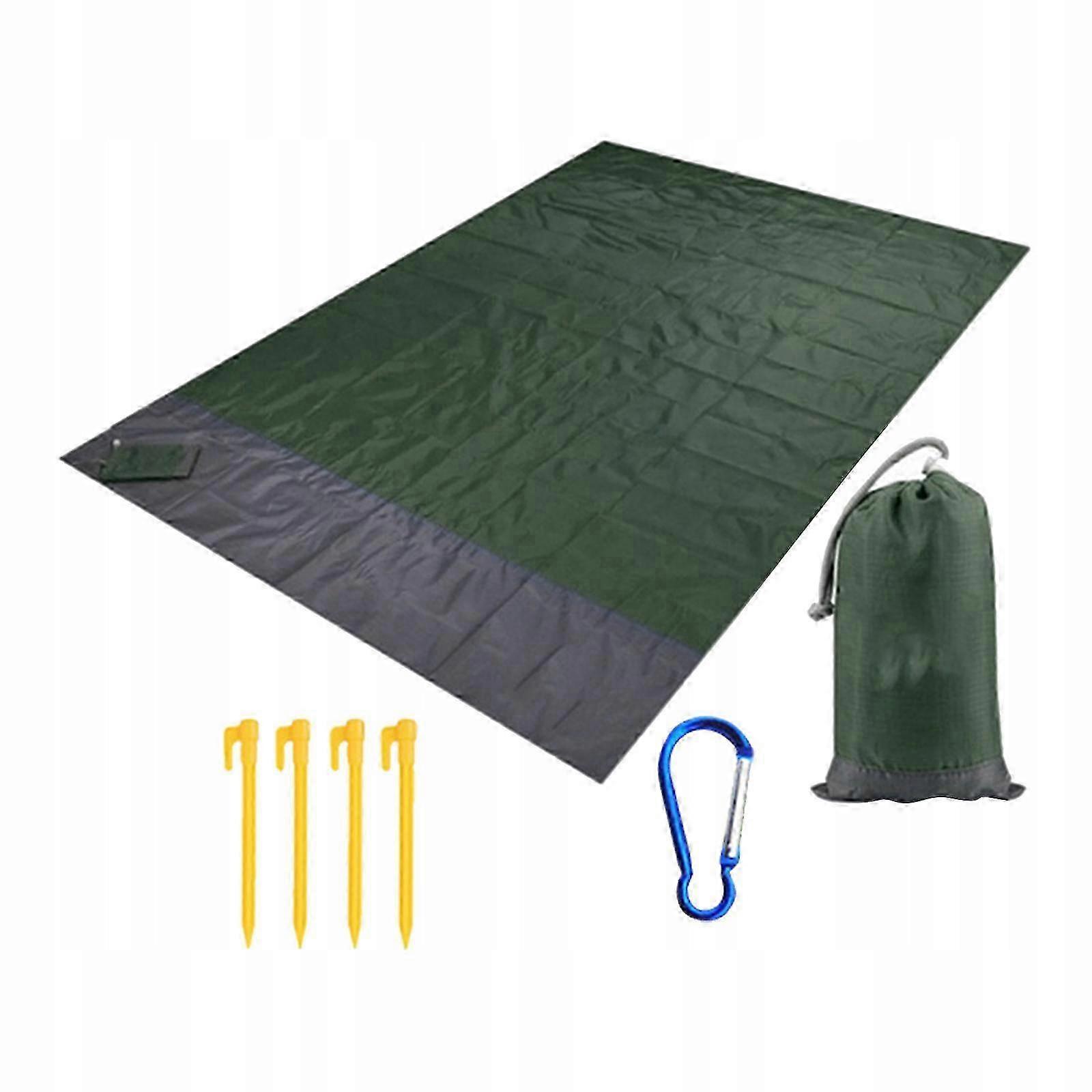 Picnic Blanket Beach Blanket With Storage Bag Foldable Darkgreen140cmx200cm 2025