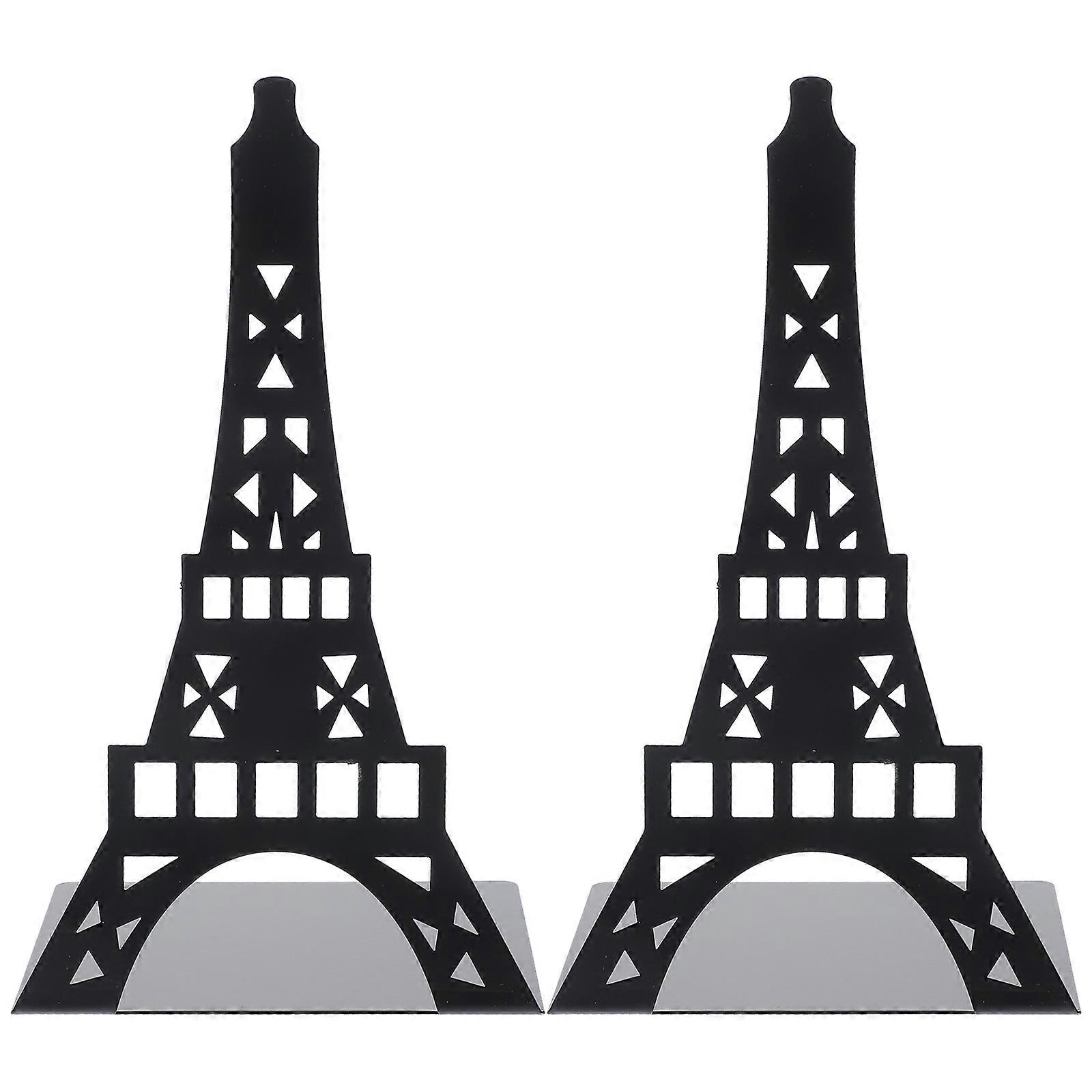 Iron Bookend for Desktop Use with 8Pcs Tower Shaped Holders