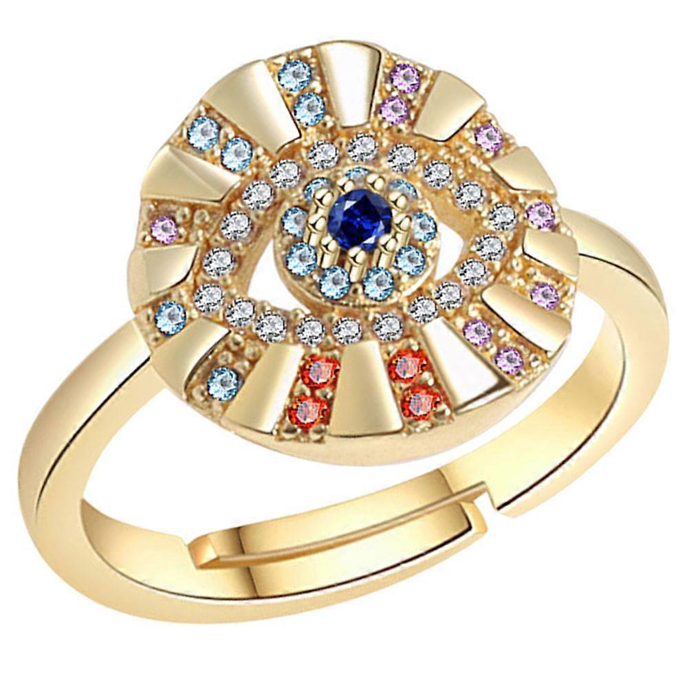 Copper Evil Eye Ring Decorative Adjustable Ring 5Pcs for Women