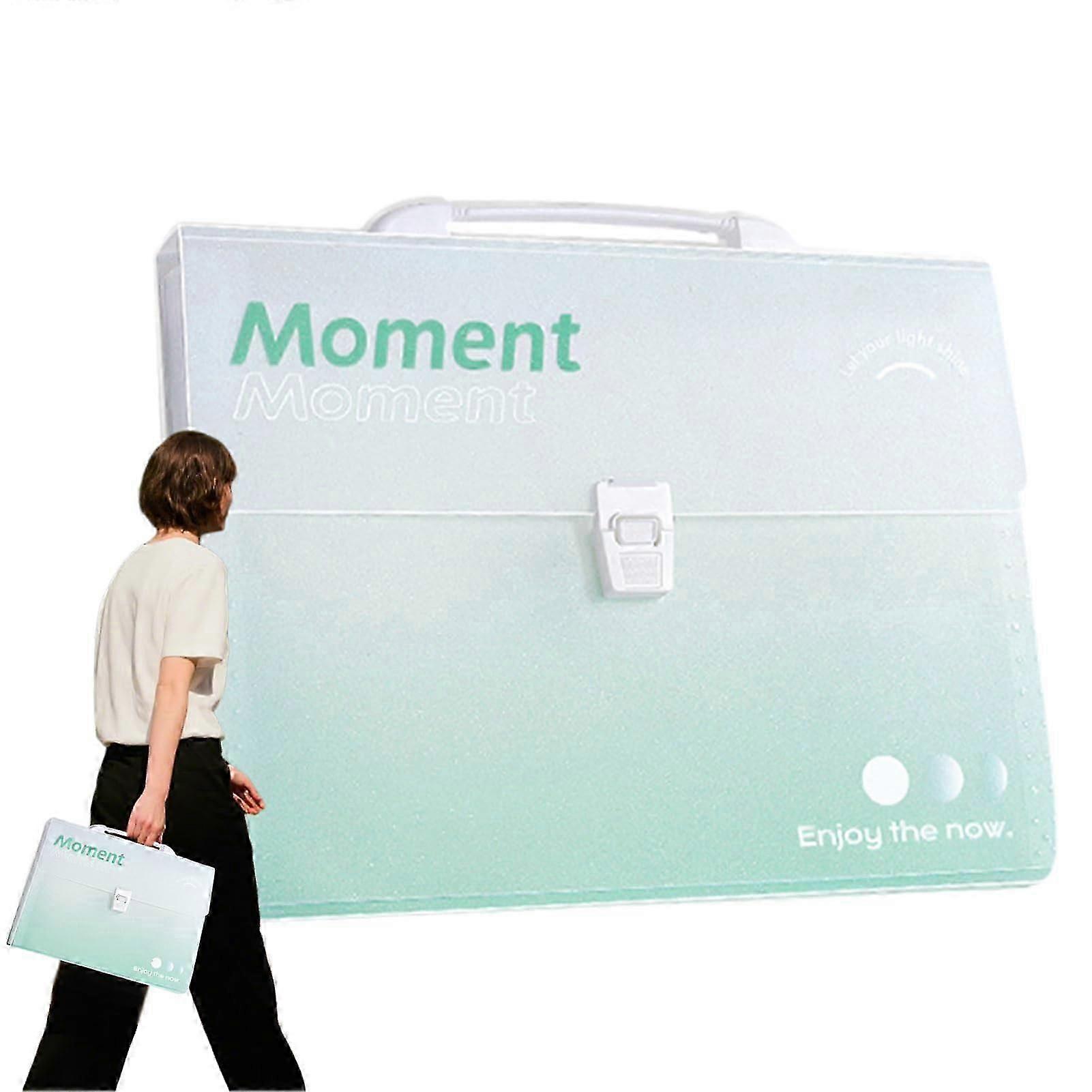 File Organizer, Document Filing Box, 12.99x9.72x1.3 Inches Lightweight Large Capacity Folder Accordion, Green