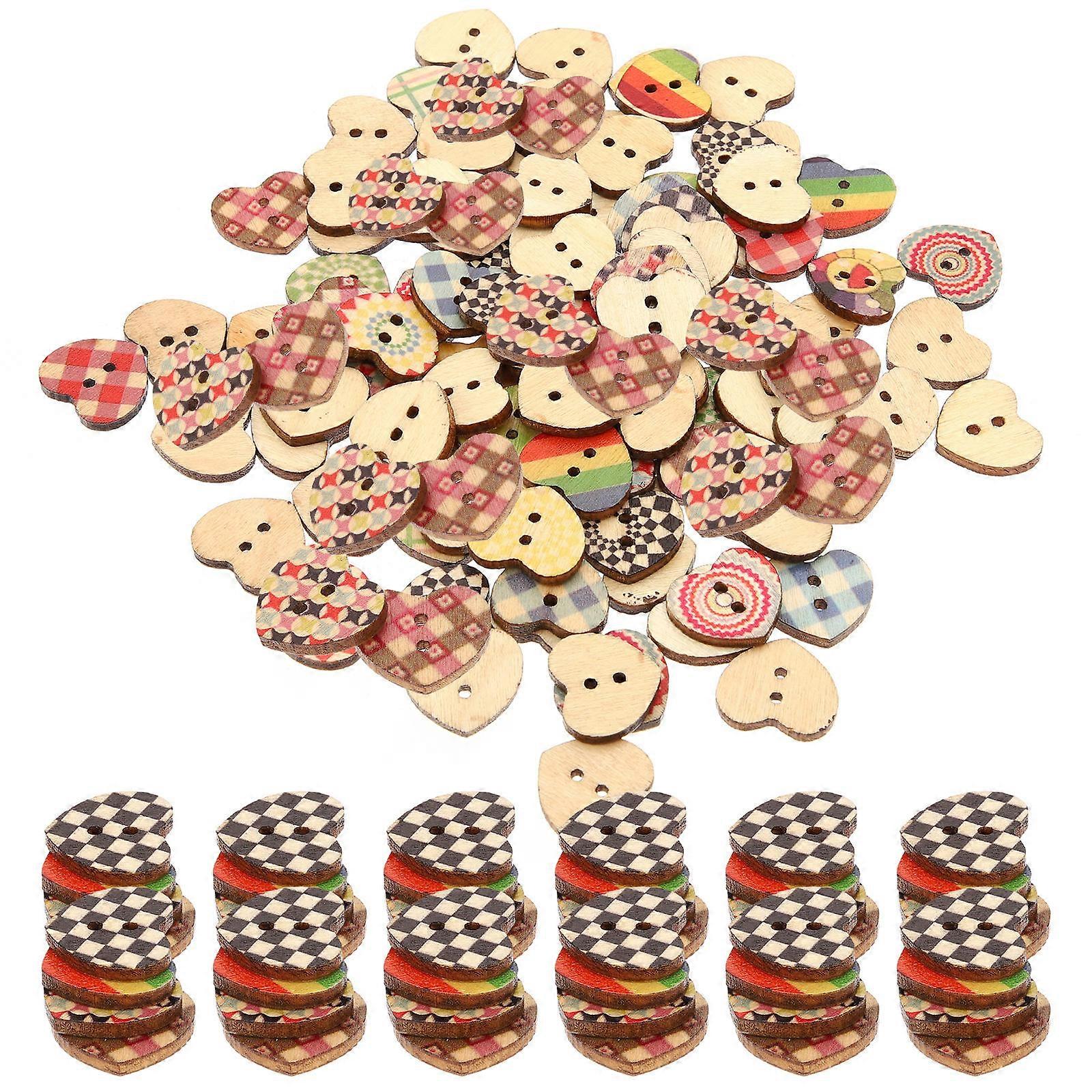 Decorative Wood Buttons Handmade Sewing Heart Shape for Connection 100Pcs