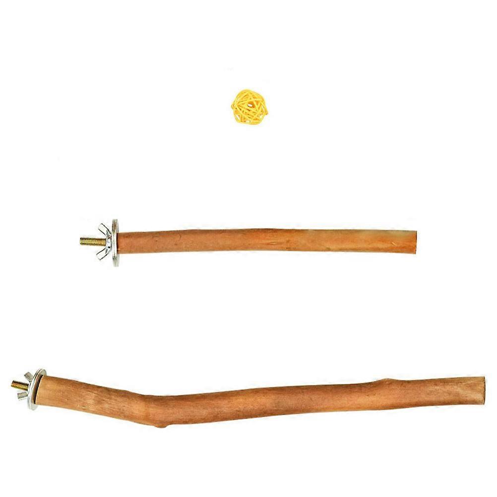 Bird Stand Toy Wooden Platform for Parrot Play 2Sets Khaki