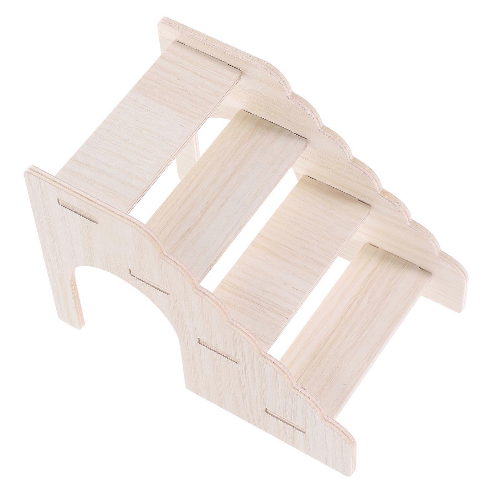 Small Ladder Exercise Toy For Hamsters In Cage With Natural Wood Finish 15.5X11X11CM 2Pcs