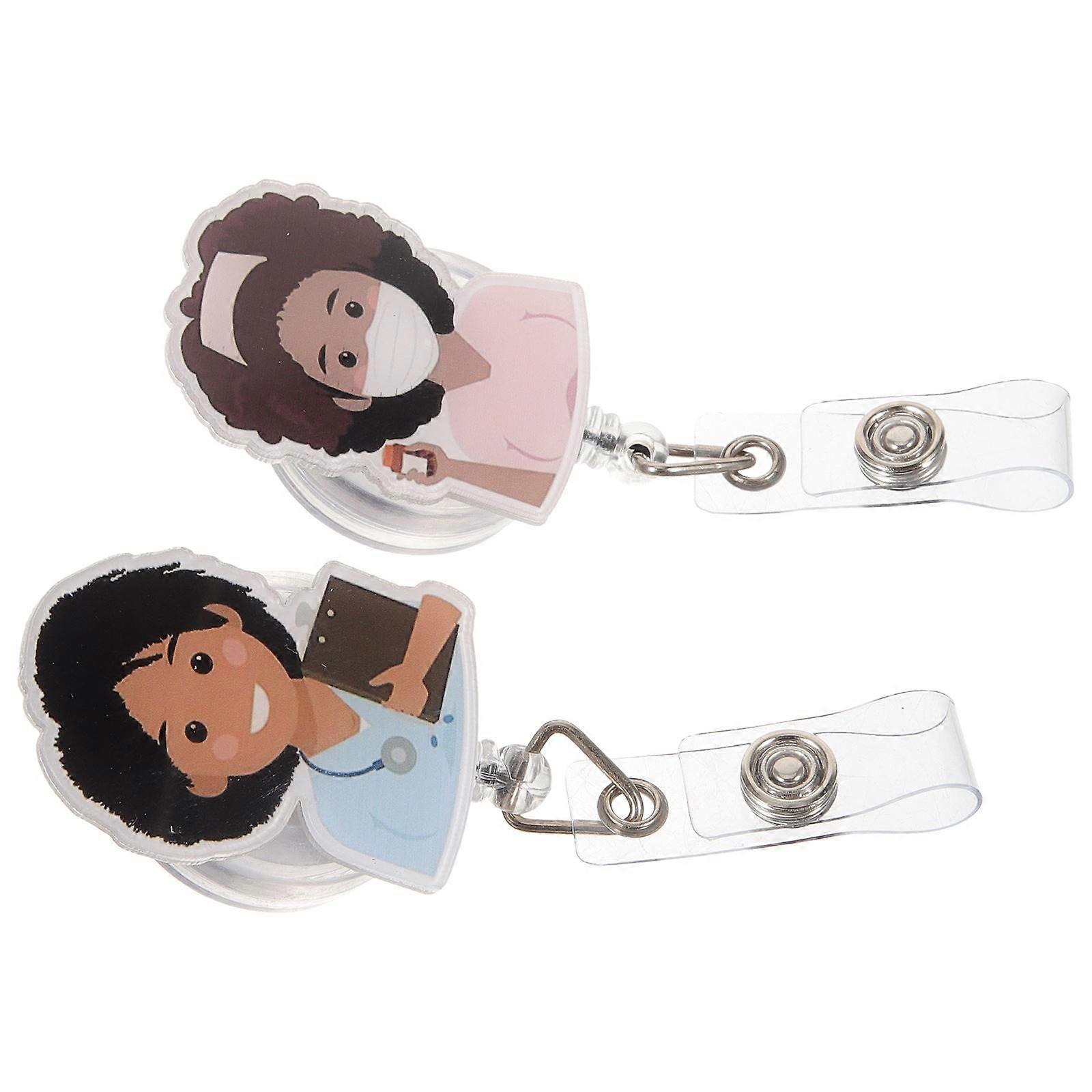 Nurse Name Card Holder with Clip Retractable Design 2Pcs Included