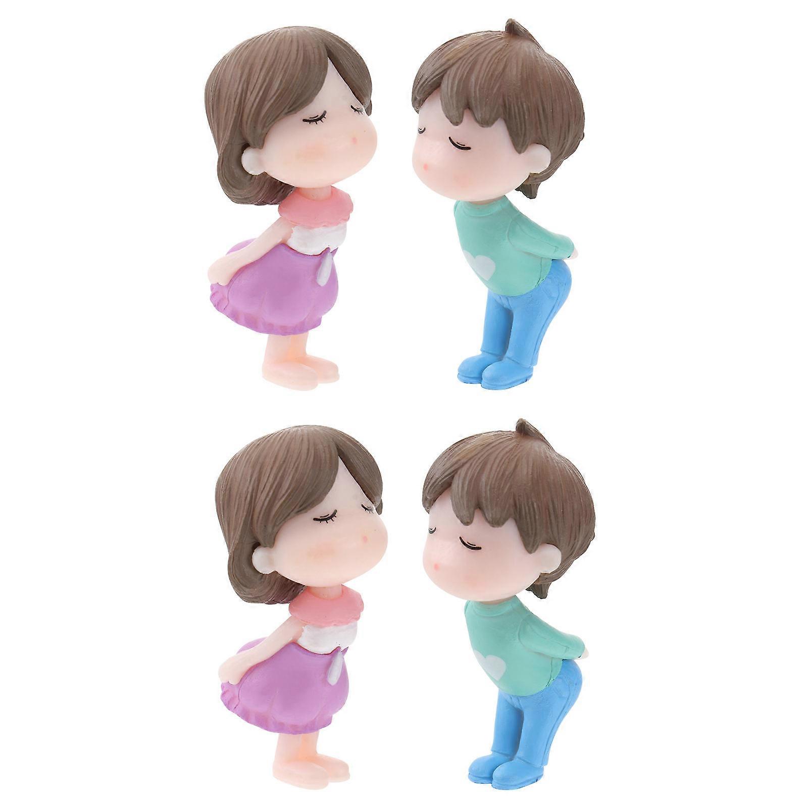 Couples Cake Topper Plastic Dashboard Ornament for Cake 2Sets