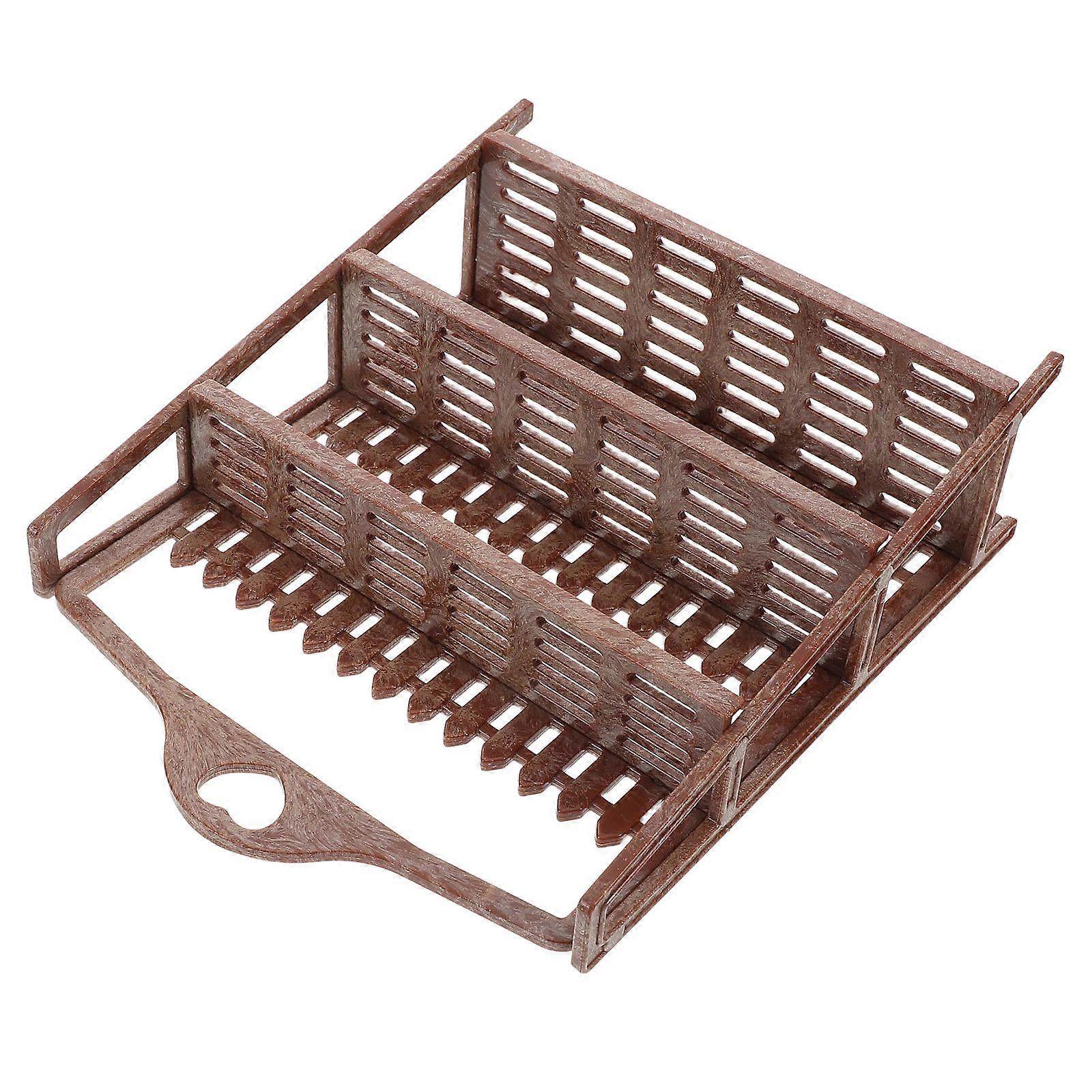 Miniature Dollhouse Flower Rack Shelf for Display Brown Plastic