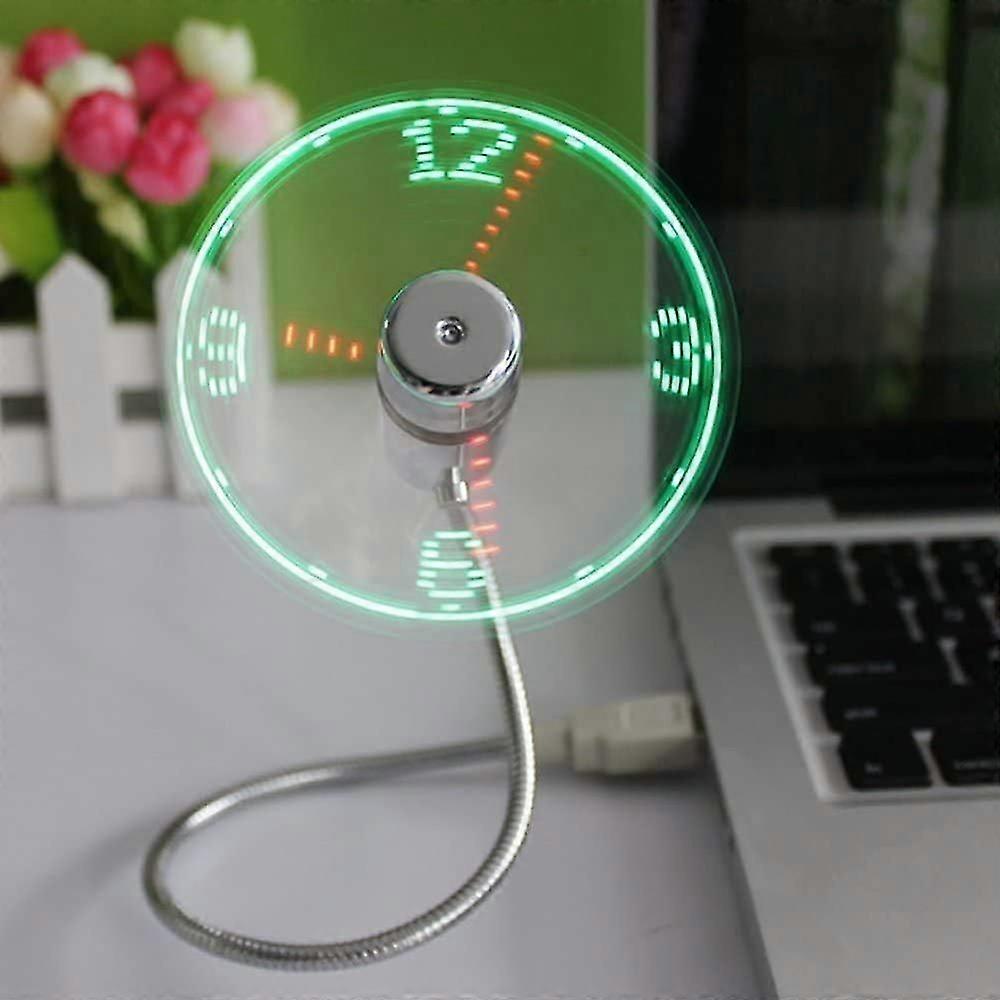 LED USB Fan, Mini LED Clock Fan with Flexible Gooseneck, Portable Quiet Personal Fan USB Powered for Home, Office-2025