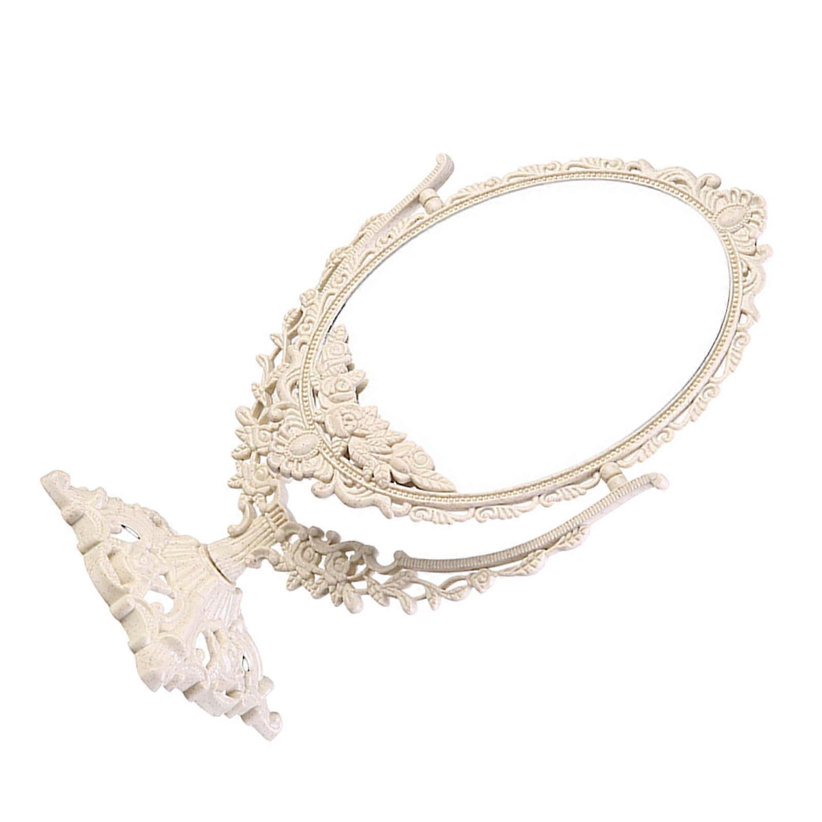 Desk Vanity Mirror for Makeup 2Pcs Adjustable Rotation Table Mirrors Beige