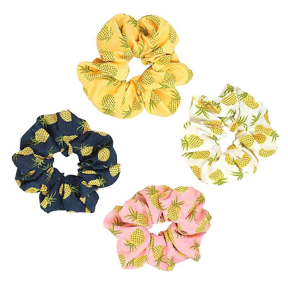 Ponytail Holder Hair Scrunchy with Pineapple Patterns 12Pcs Assorted Colors