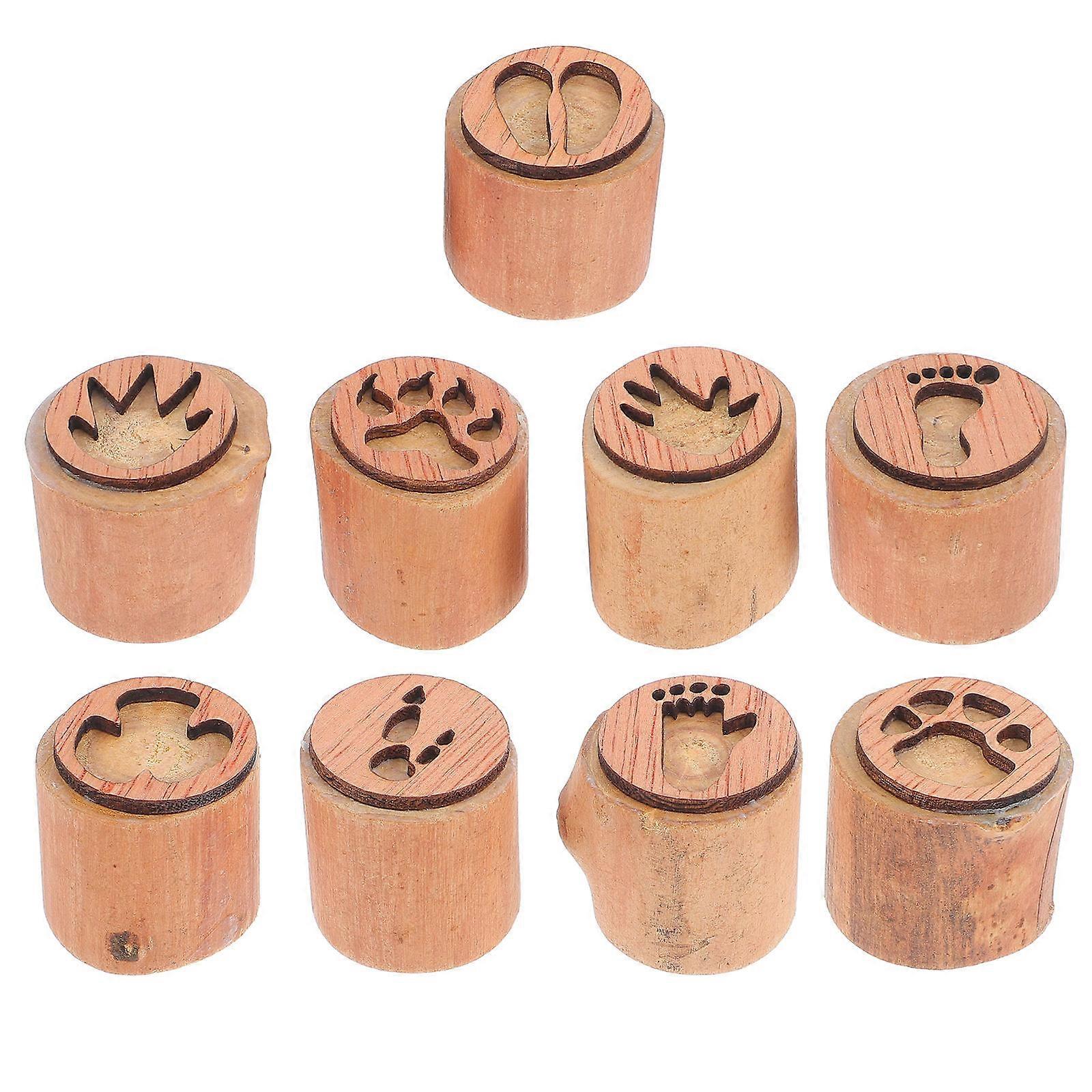 Animal Footprint Stamps Wooden Craft Set for DIY Projects 45Pcs with Assorted Colors