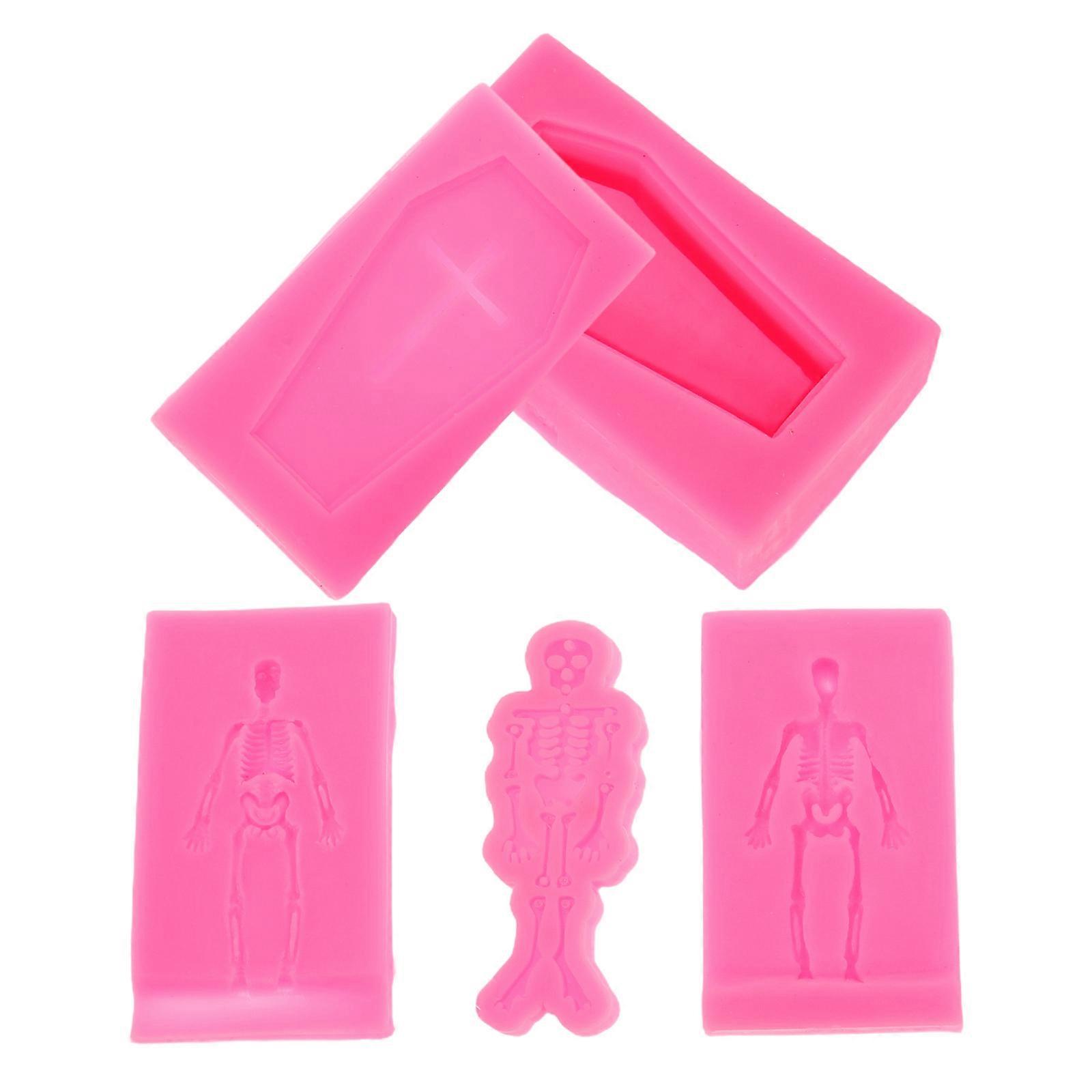 3Pcs Halloween Skeleton Silicone Mold for DIY Resin Keychain Making