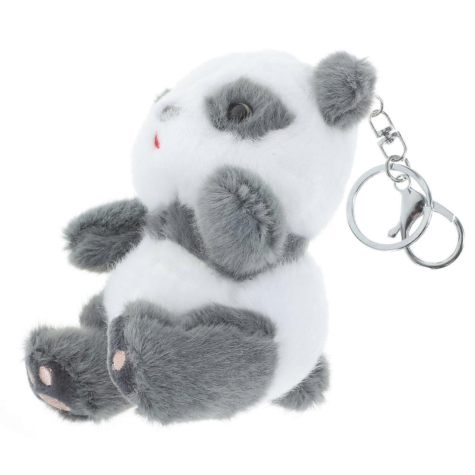 Grey Panda Keyring Plush Panda Keychain Bag Pendant for Decoration