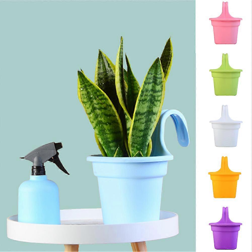 Cheer.US Hanging Flower Pots, Resin Bucket Planter with Hooks for Railing, Fence, Balcony, Garden, Home Decoration, Durable Herb Pots