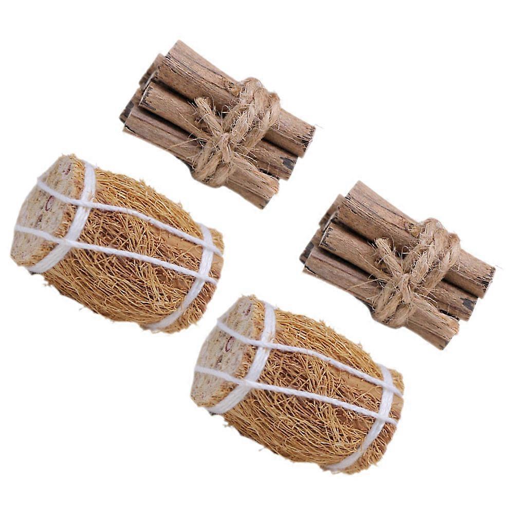 Miniature Doll House Prop Winter Haystack Model for Decoration 4Sets