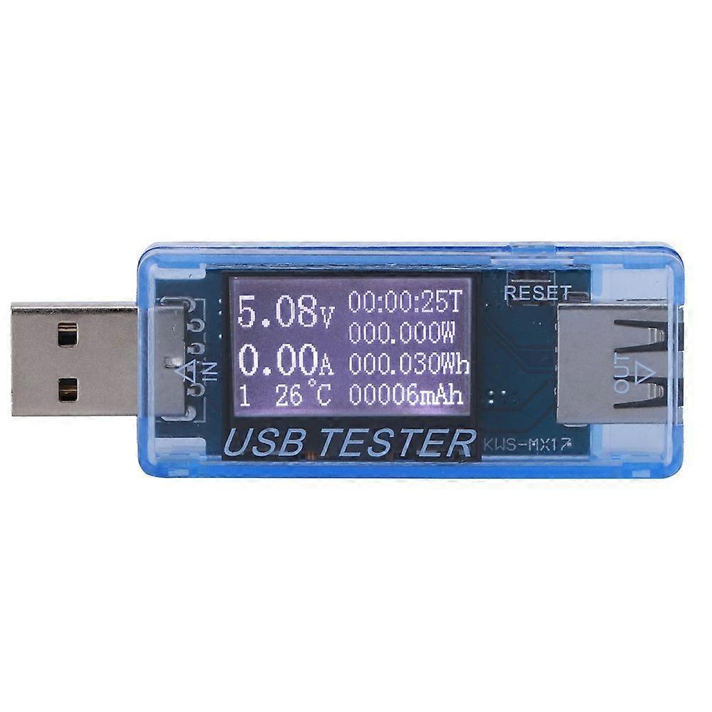 Tester Digital USB Voltage Current Meter Voltmeter 8 In 1 Detector 05A 0150W 430VBlue