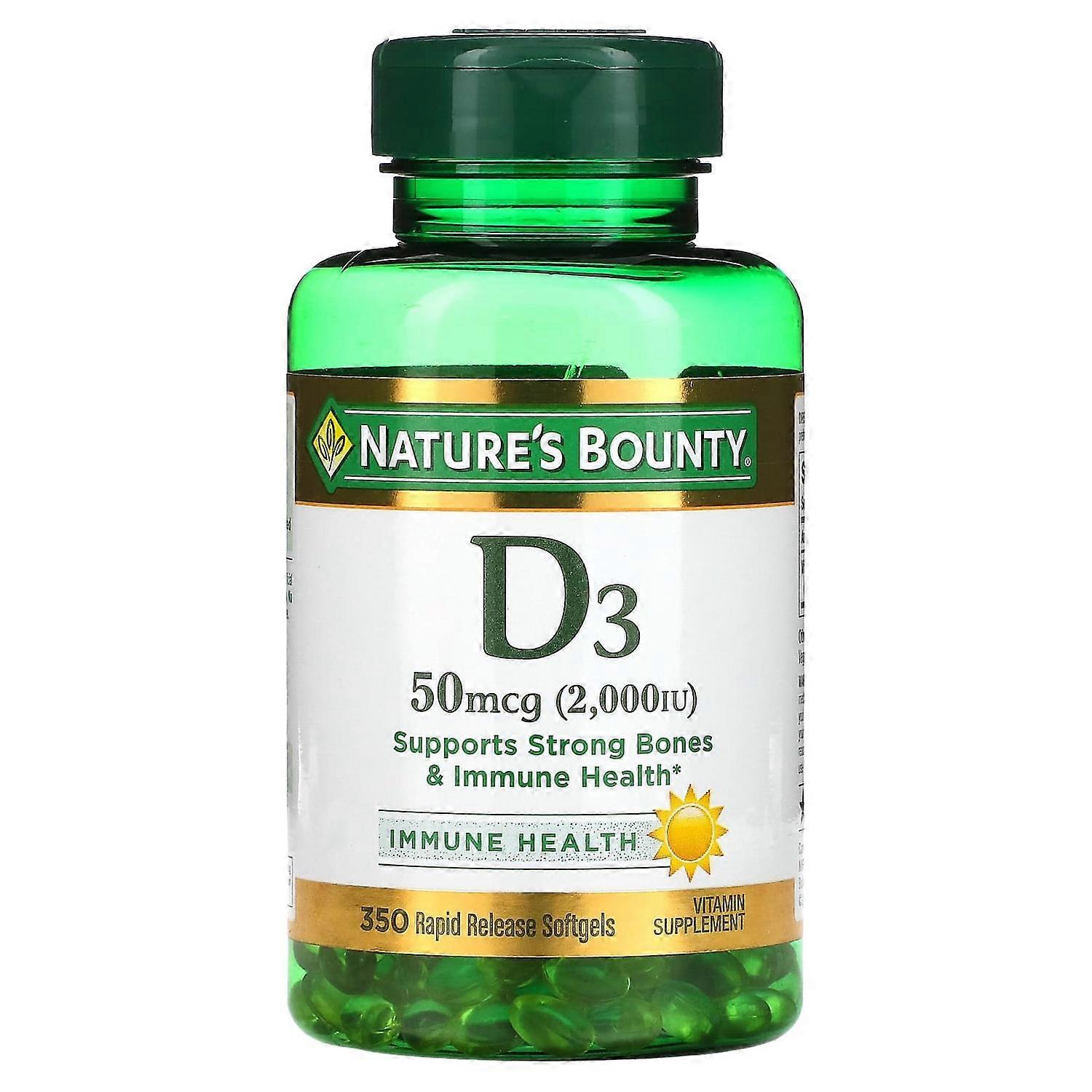 Nature's Bounty, D3, 50 mcg (2,000 IU), 350 Rapid Release Softgels