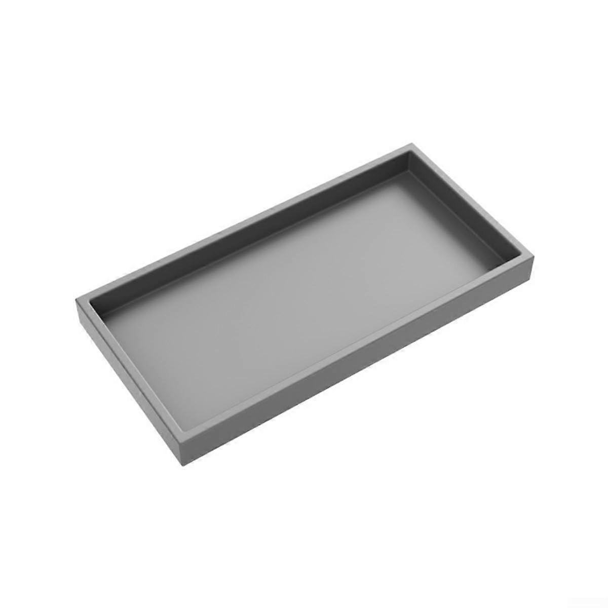 Silicone Bathroom Vanity Tray Gray 20x10cm, Countertop Organizer, Waterproof, Dishwasher Safe