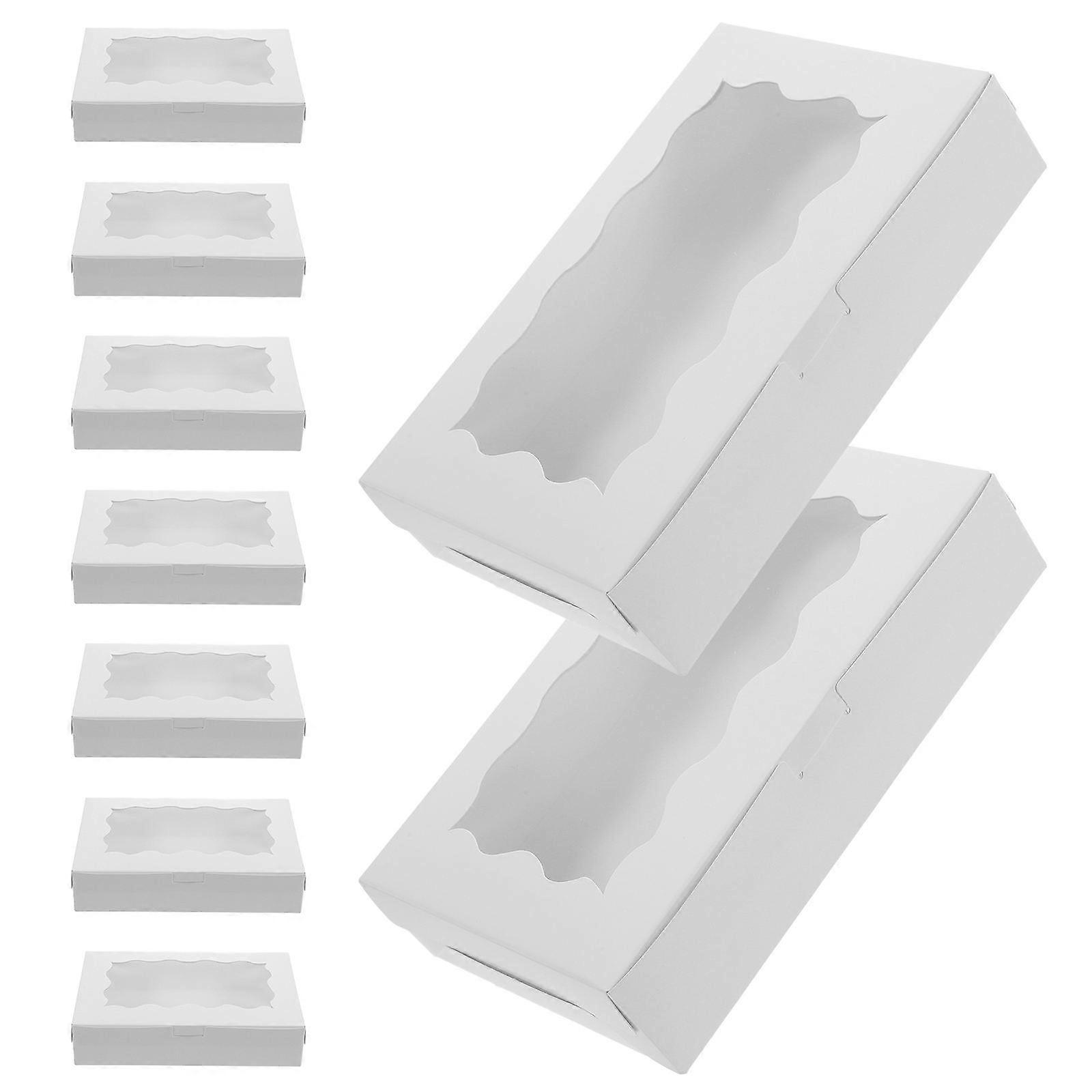 Dessert Boxes With Window Paper Packaging Boxes Dessert Packaging White Rectangular Convenient For Desserts 50Pcs