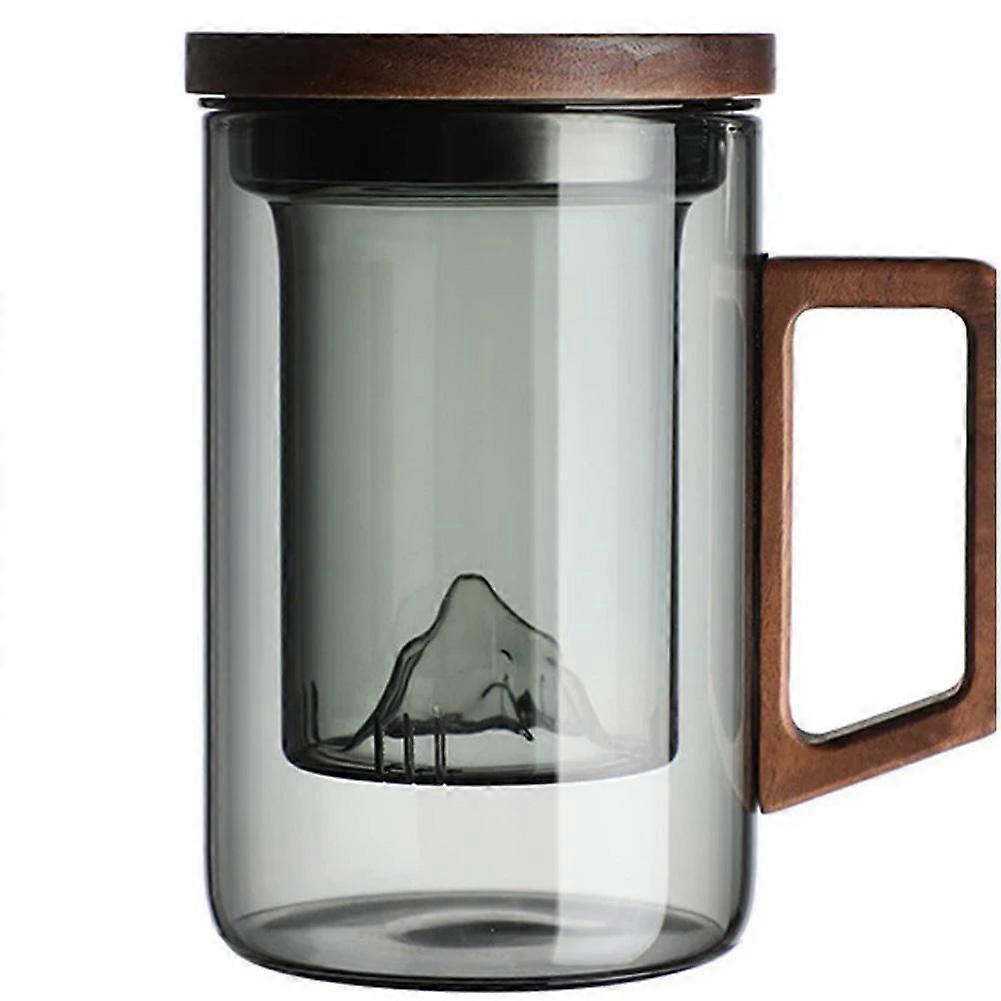Walnut Wood Handle Tea Separator Cup With Wooden Lid For Brewing Tea