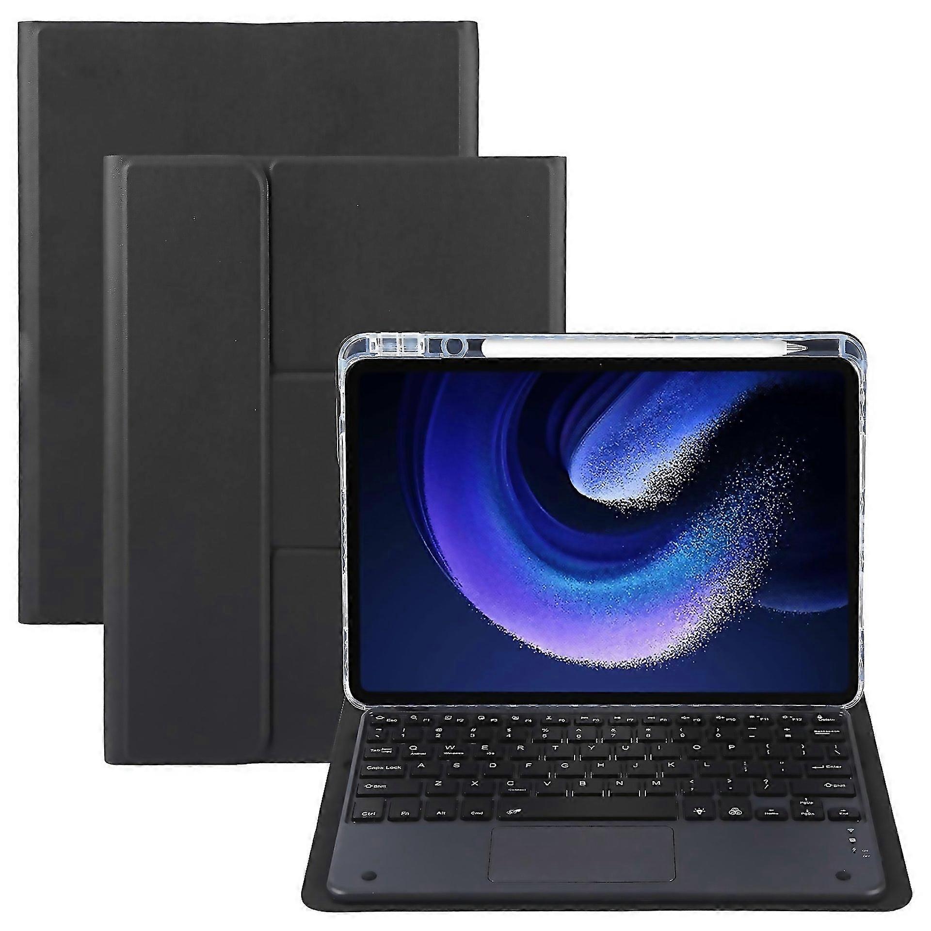 For Square Button Bluetooth Keyboard Rotatable Holder Leather Case With Touchpad Square Button Touch