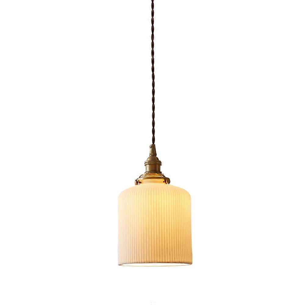 Creative Ceramic Changing Light Retro Striped Hanging Light With Brass Adjustable Wire Restaurant Bar Hallway Tea Room