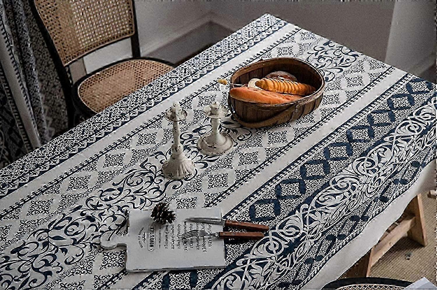 Elegant Lace Tablecloth with Embroidered Details, Rectangle Design for Dining or Outdoor Use, Various Sizes Available