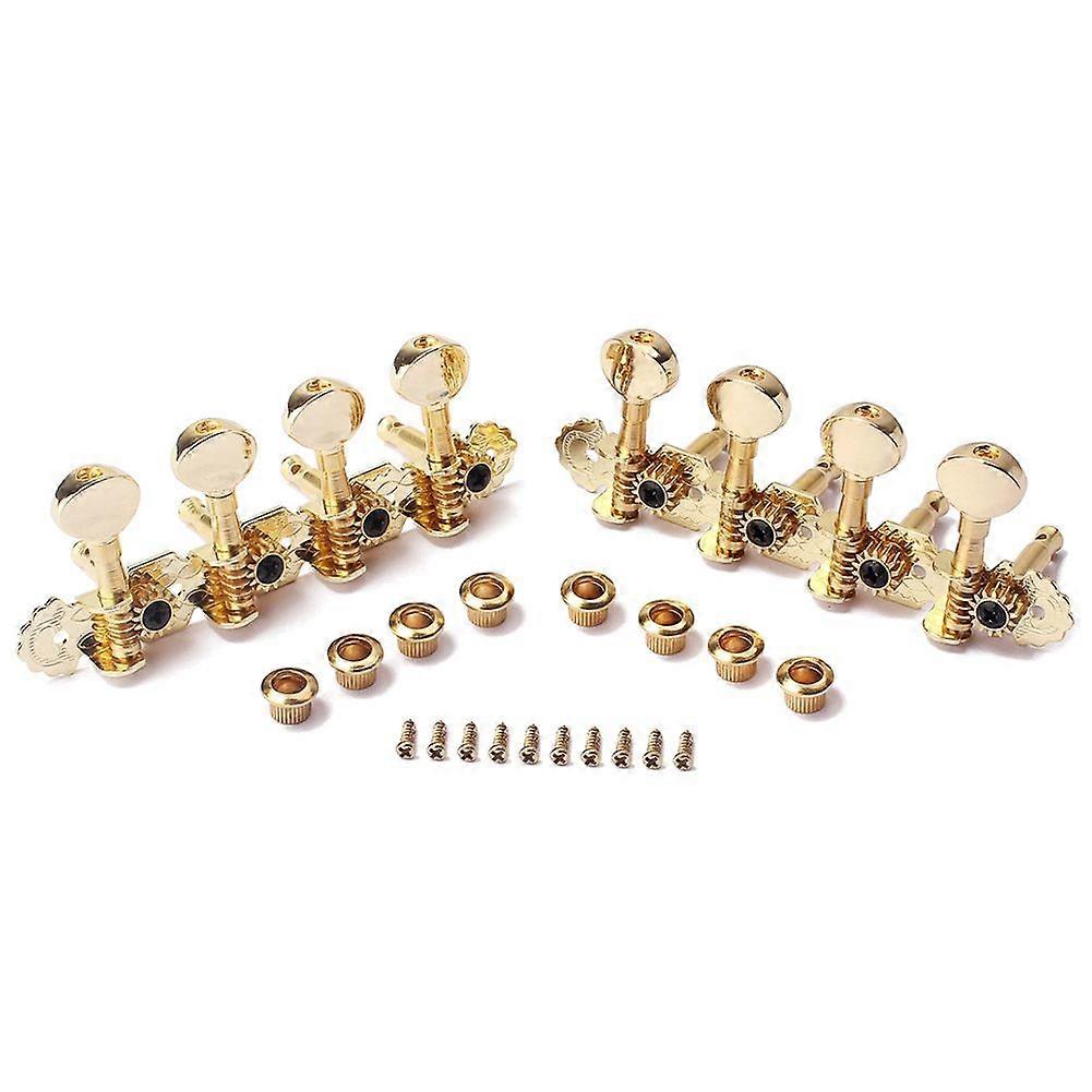 2 Pieces Iron 4L 4R Tuner Tuning Pegs Machine Heads Gold Set for Mandolin/8 Strings Guitar Replacement Parts