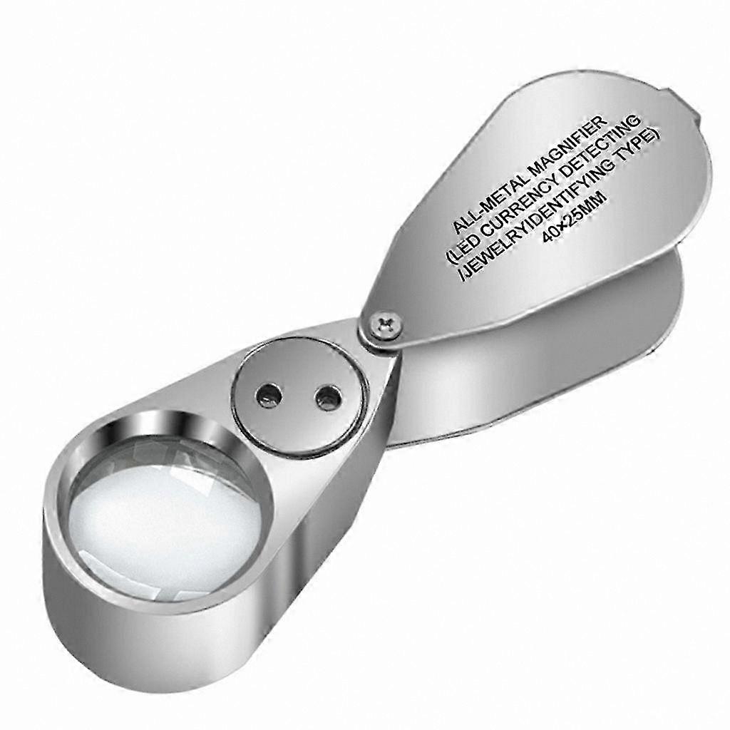 LED Lighted Folding Magnifier for Jewelry Inspection, 40x Magnification Tool with Portable Design