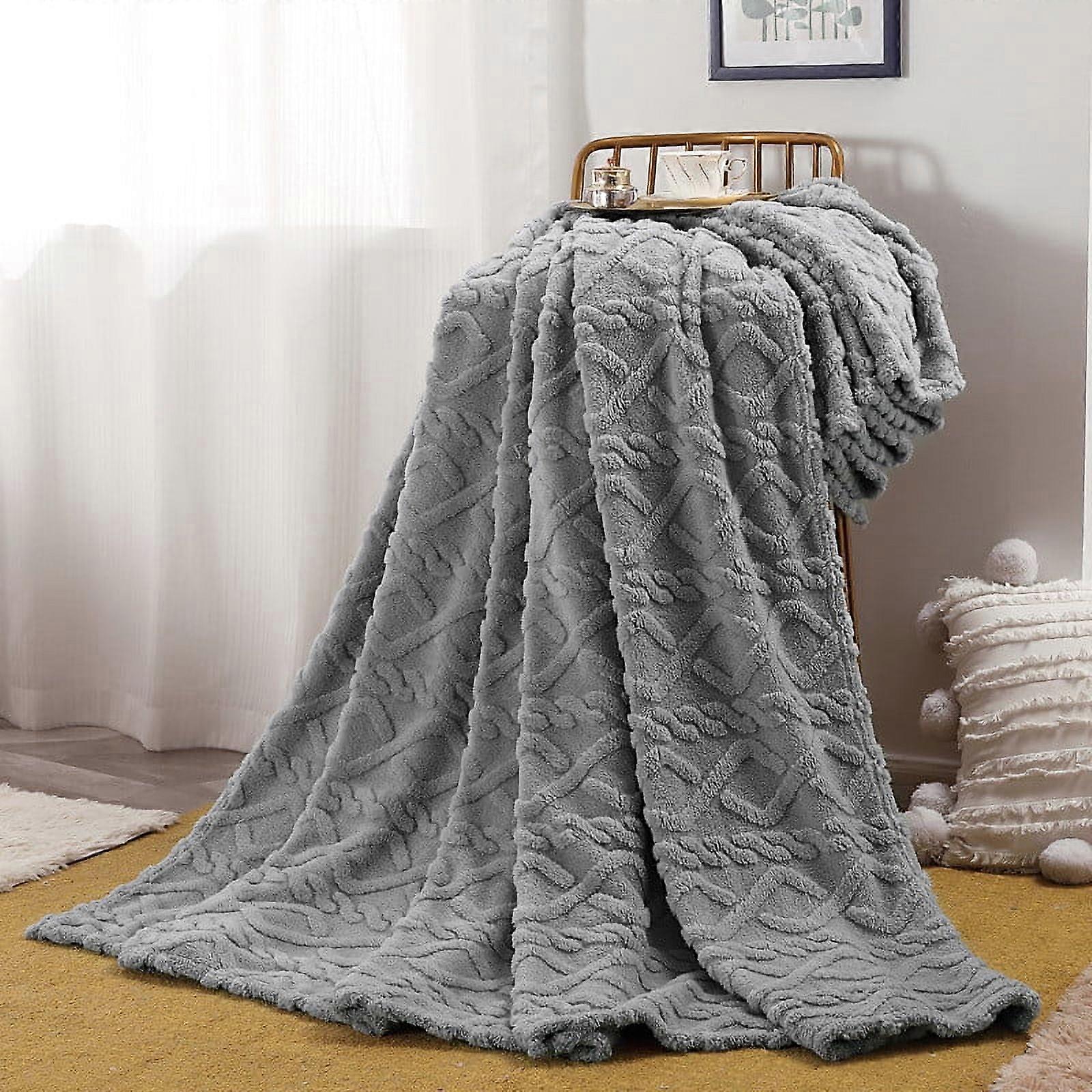 EGYMEN Fleece Throw Blanket, 27.6 x 39.3 inch Soft Flannel Micro Plush Blanket for Bed, Sofa, Bedroom (Blue)