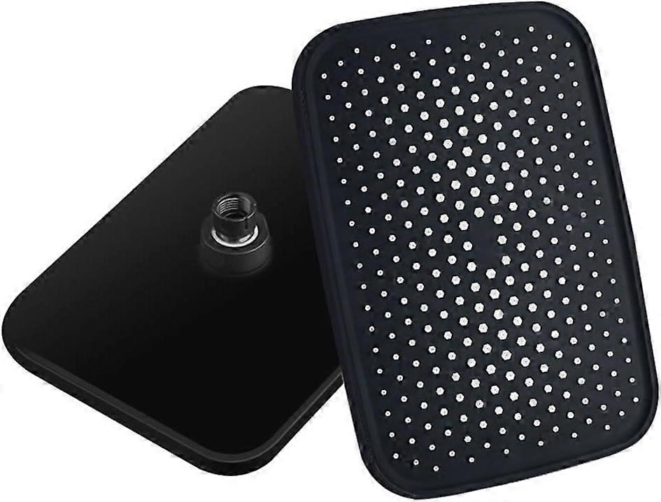 Ceiling Mount Rectangular Rainfall Shower 300x210mm ABS Large Modern Black And Silver 360Degree Swivel Easy Install