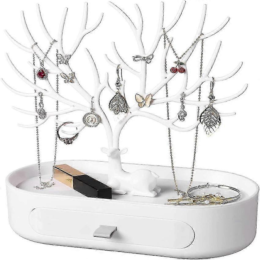 Jewelry tree stand with drawer plastic 12 inch