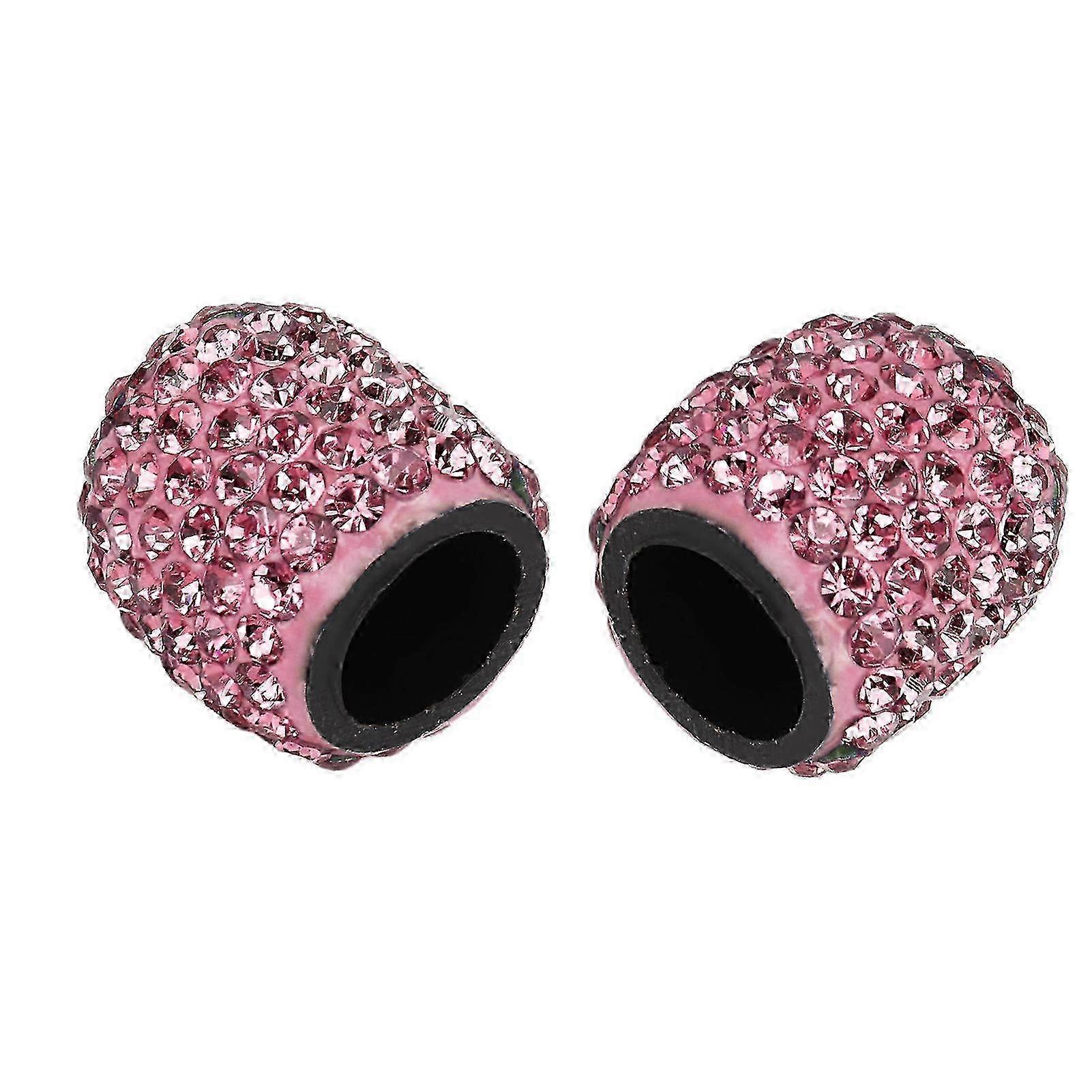 New & Sparkling 8pcs Car Tire Valve Stem Caps with Rhinestones, Attractive Universal Design for Modification in Pink