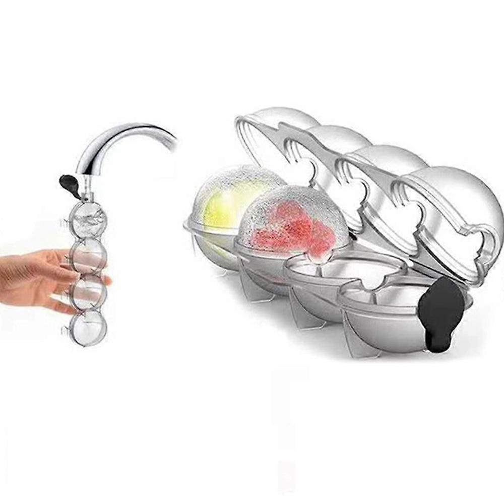 Large Ice Ball Molds 4 Hole DIY Ice Sphere Maker for Whiskey Cocktail